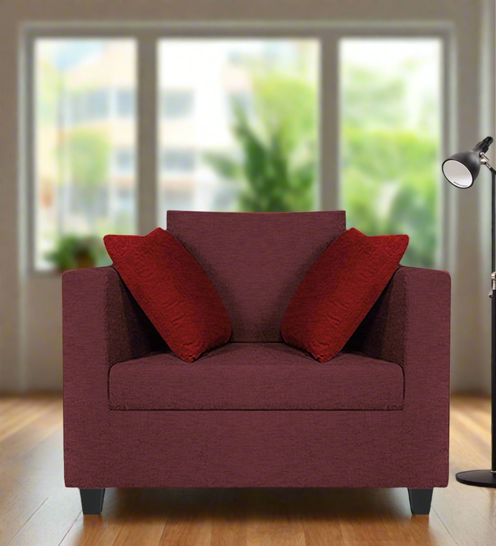 Nuska 1 Seater Fabric Sofa - Blaze Red by Febonic Living