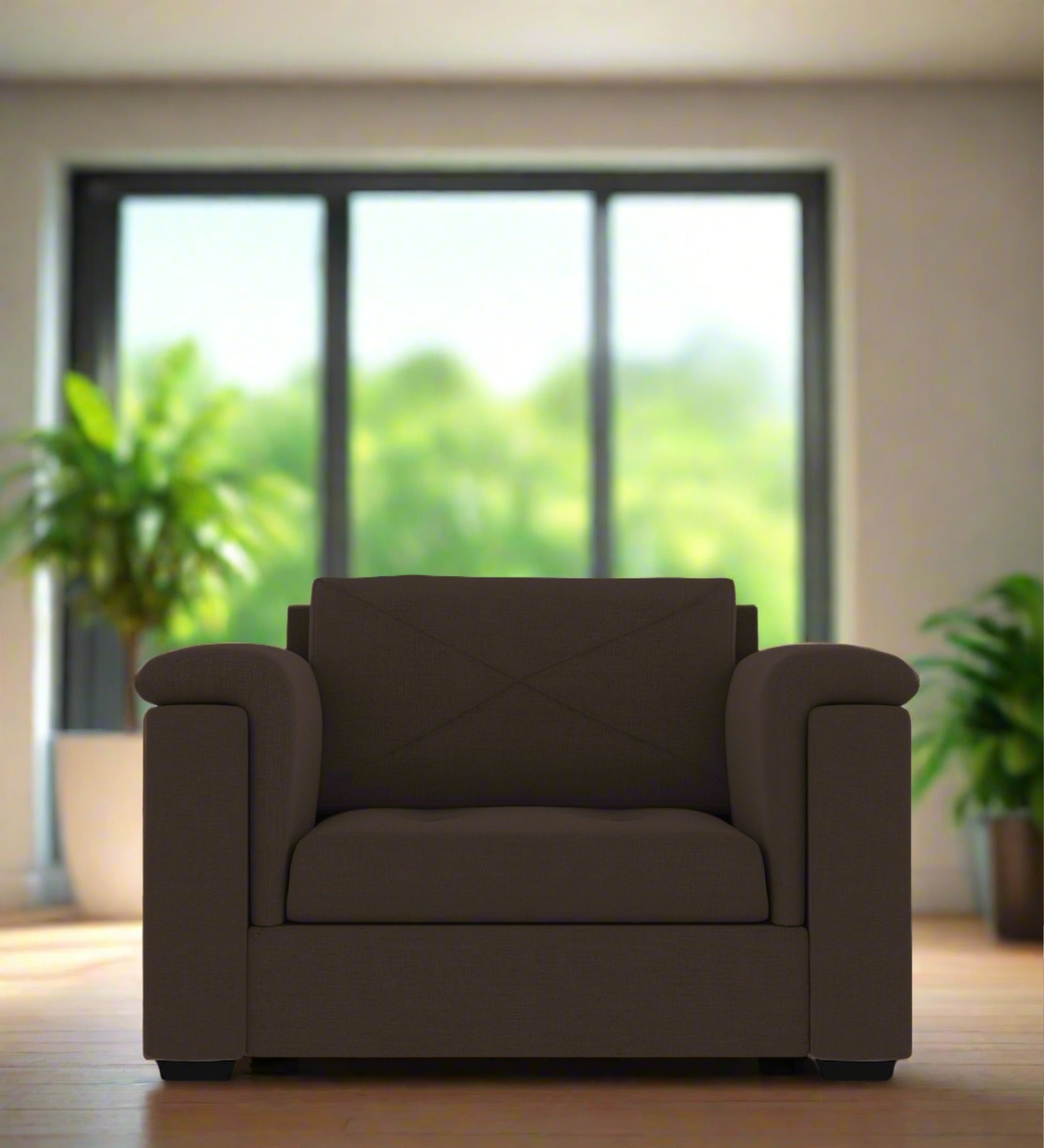 Andres Fabric 1 Seater Sofa In Coco Brown Colour - Febonic Living