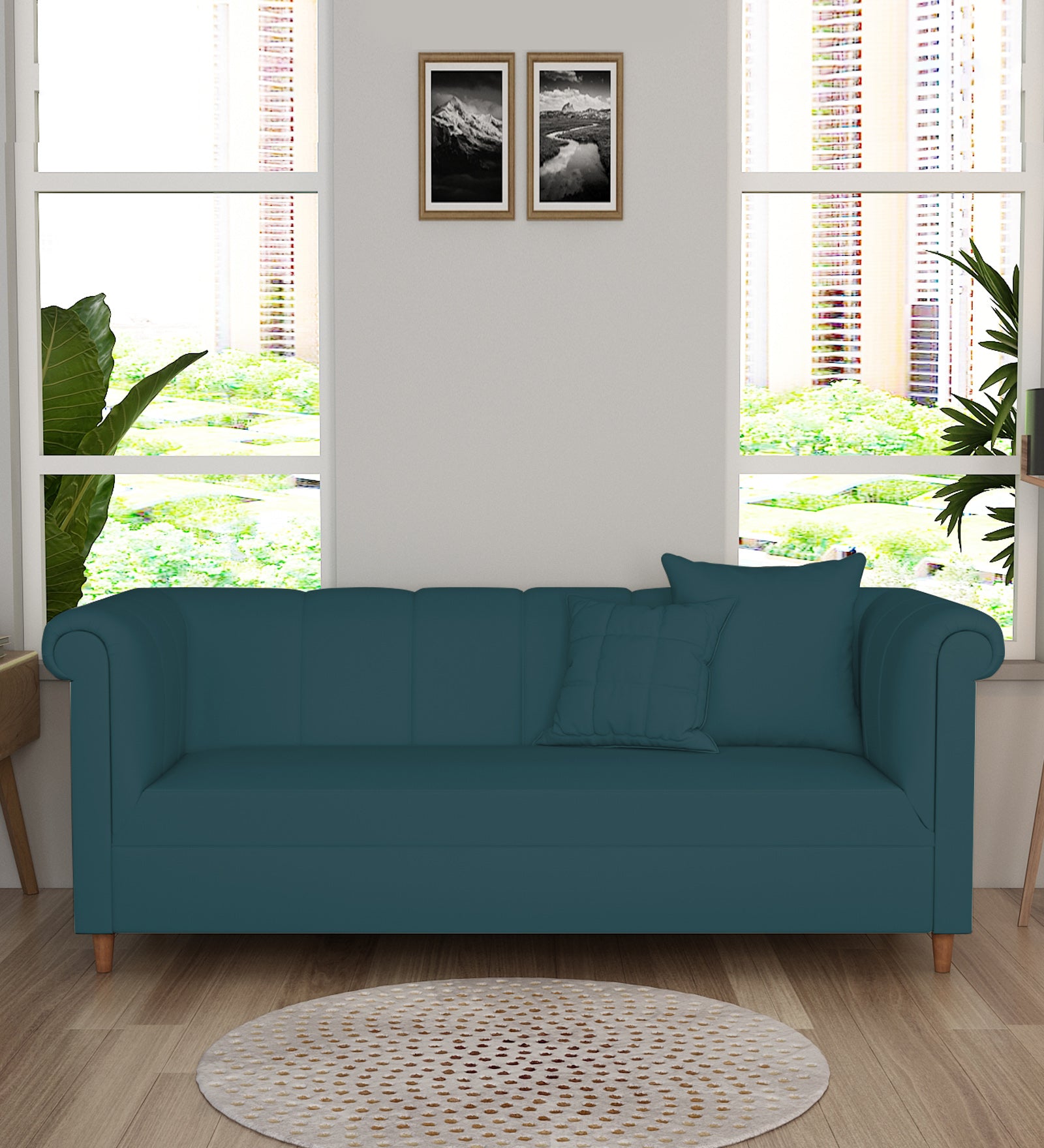 Rubi Velvet 3 Seater Sofa In Arabian Green Colour - Febonic Living