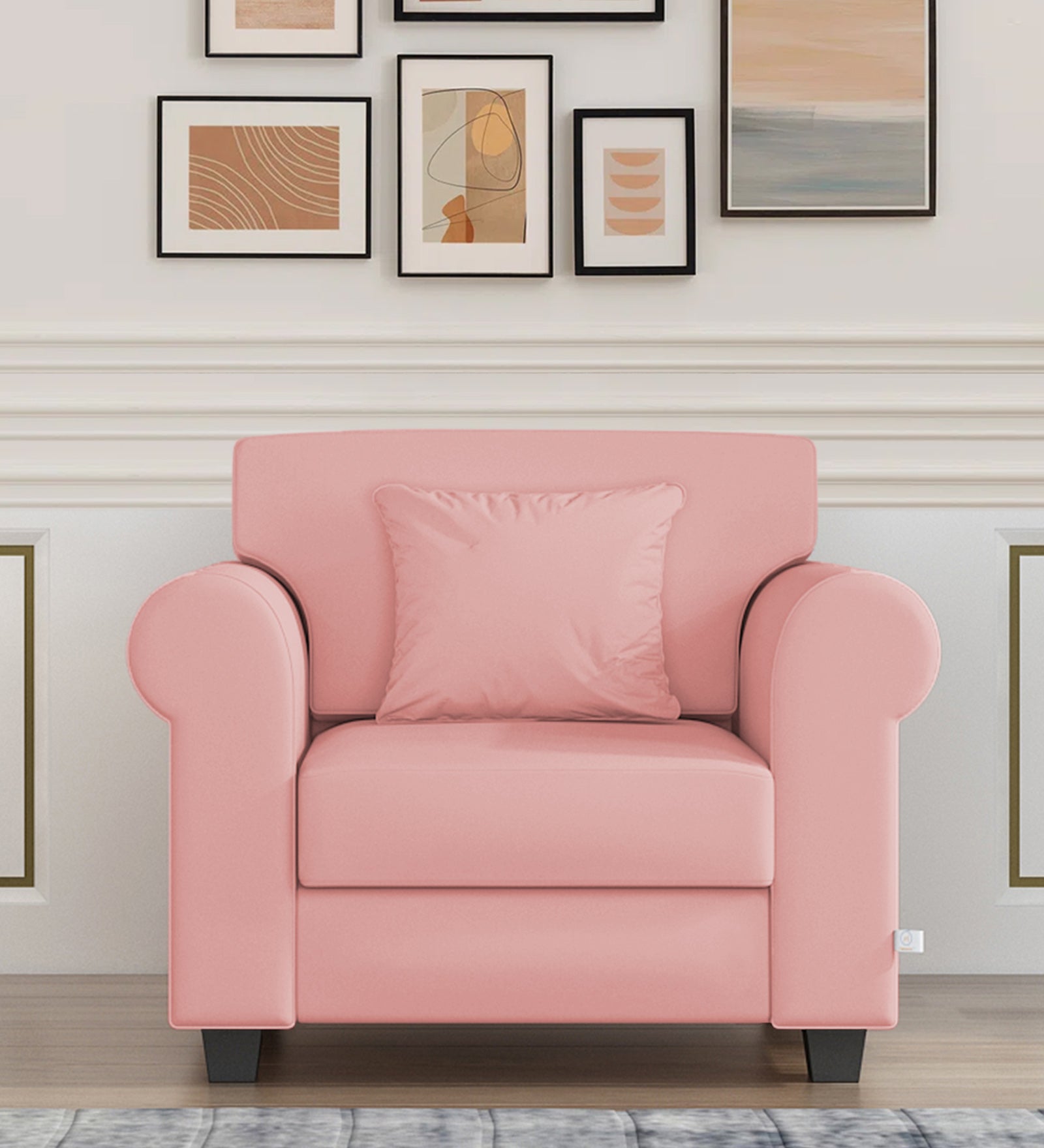 Numonk Velvet 1 Seater Sofa In Millennial Pink Colour - Febonic Living