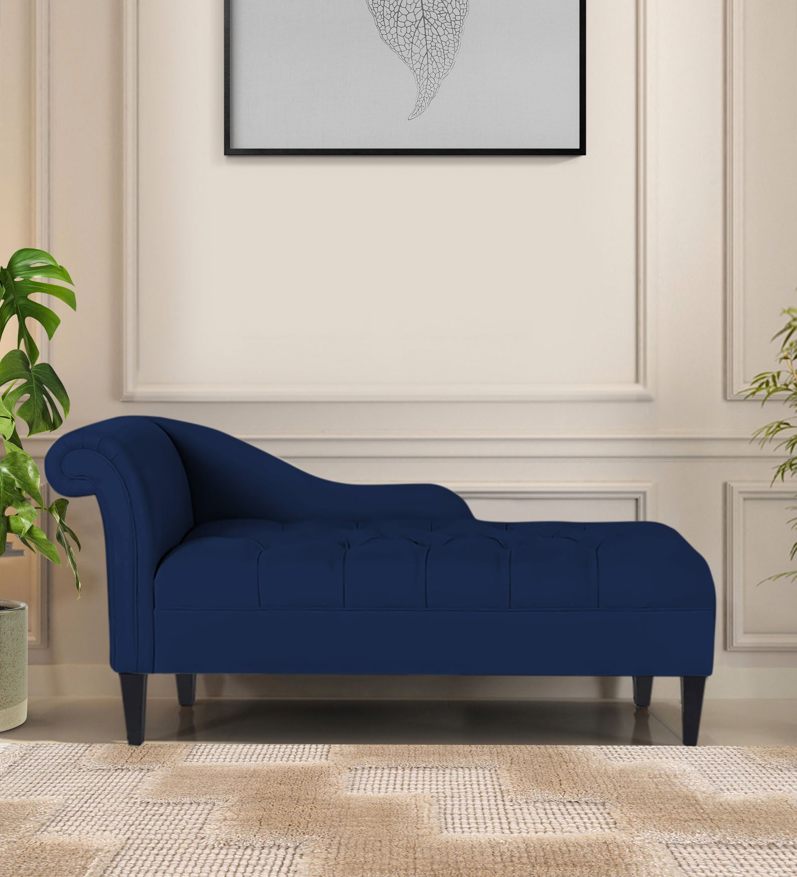 Adria Fabric RHS Chaise Lounger In Royal Blue Colour - Febonic Living