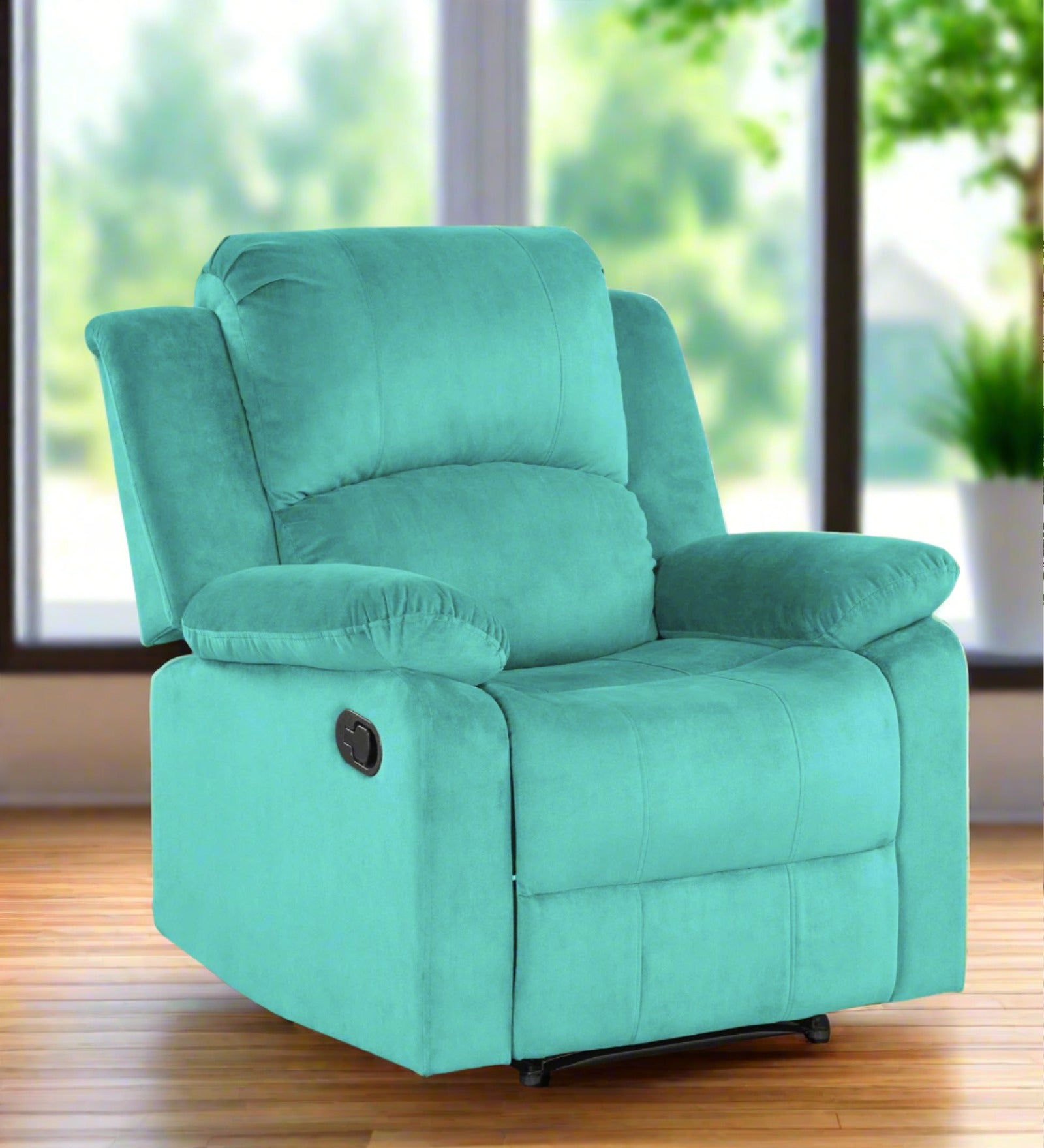 Henry Fabric 1 Seater Manual Recliner In Aqua Blue Colour - Febonic Living