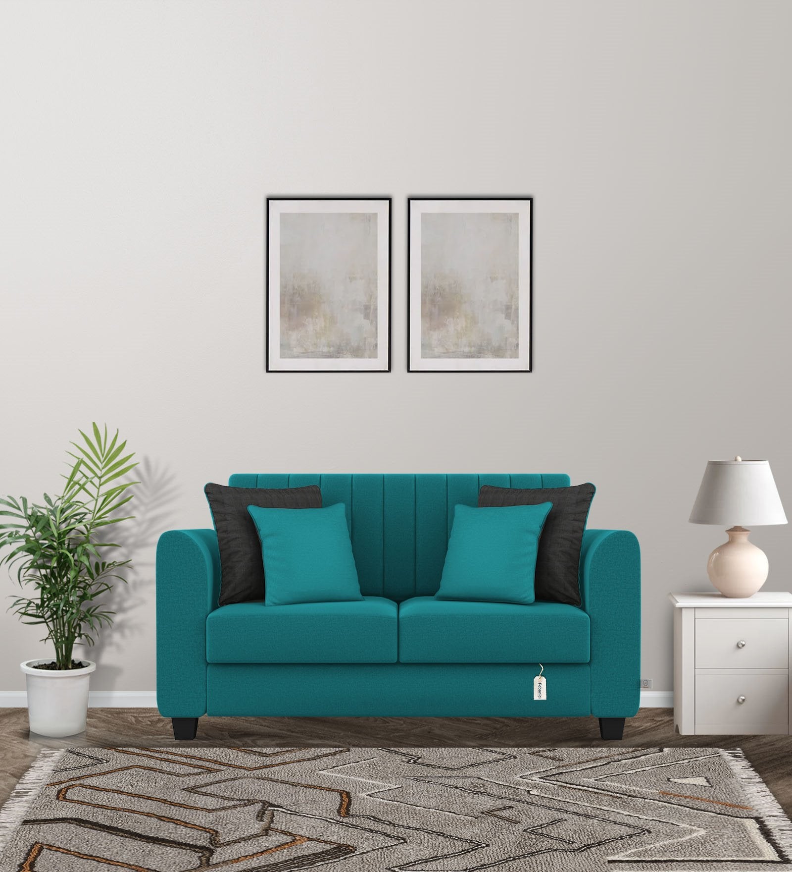 Cosmic Fabric 2 Seater Sofa In Sea Green Colour - Febonic Living