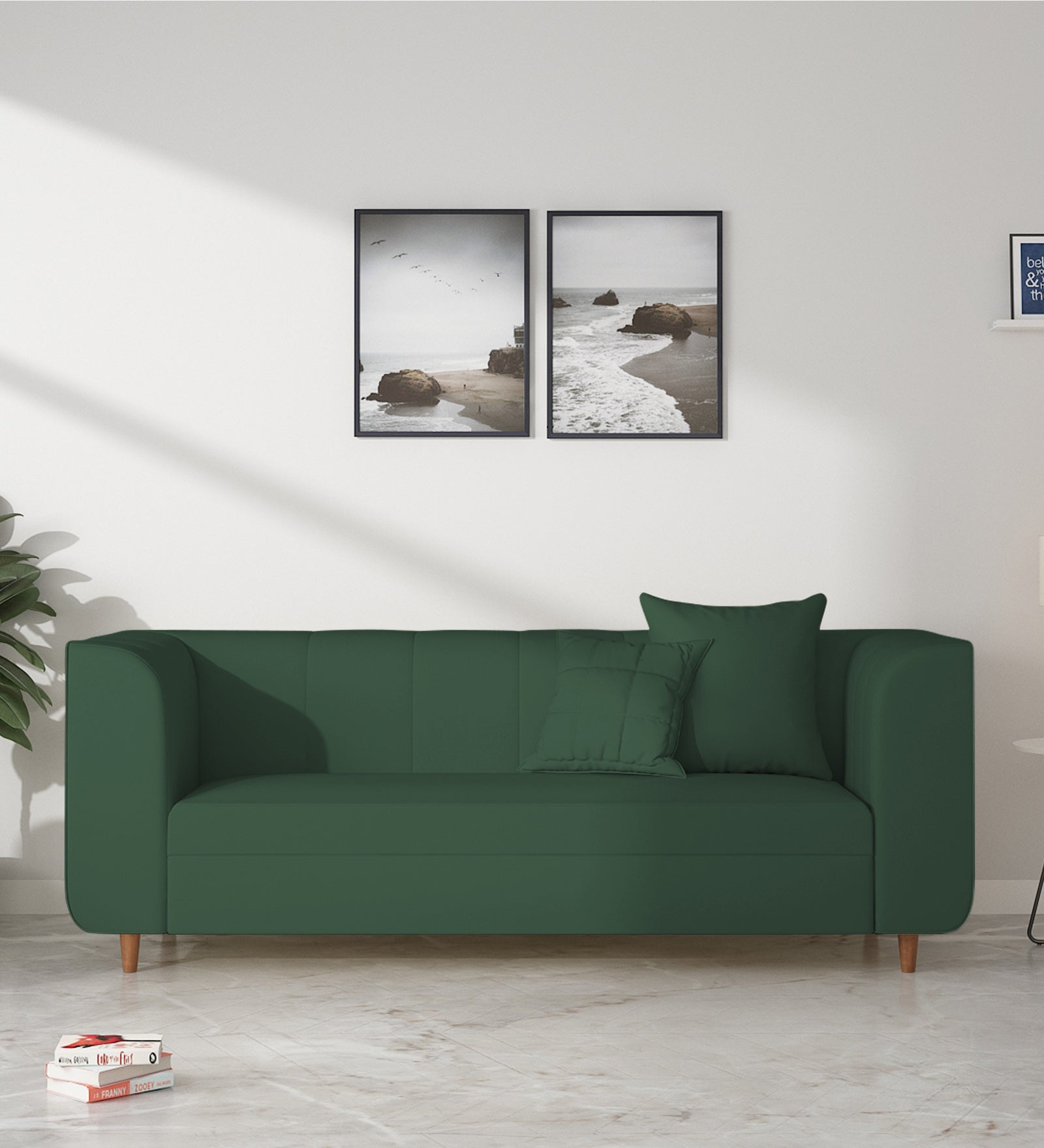 Sumo Velvet 3 Seater Sofa In Amazon Green Colour - Febonic Living