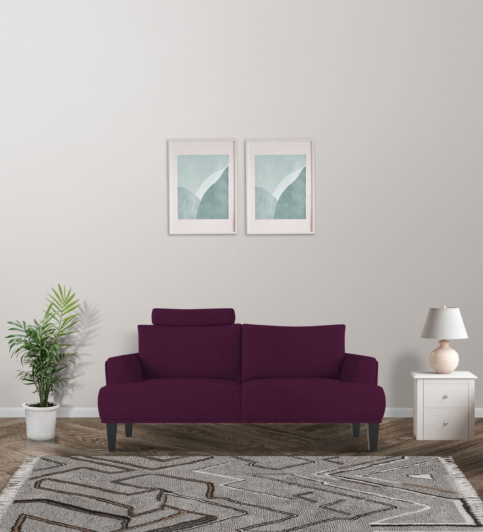 Como Fabric 2 Seater Sofa In Greek Purple Colour - Febonic Living
