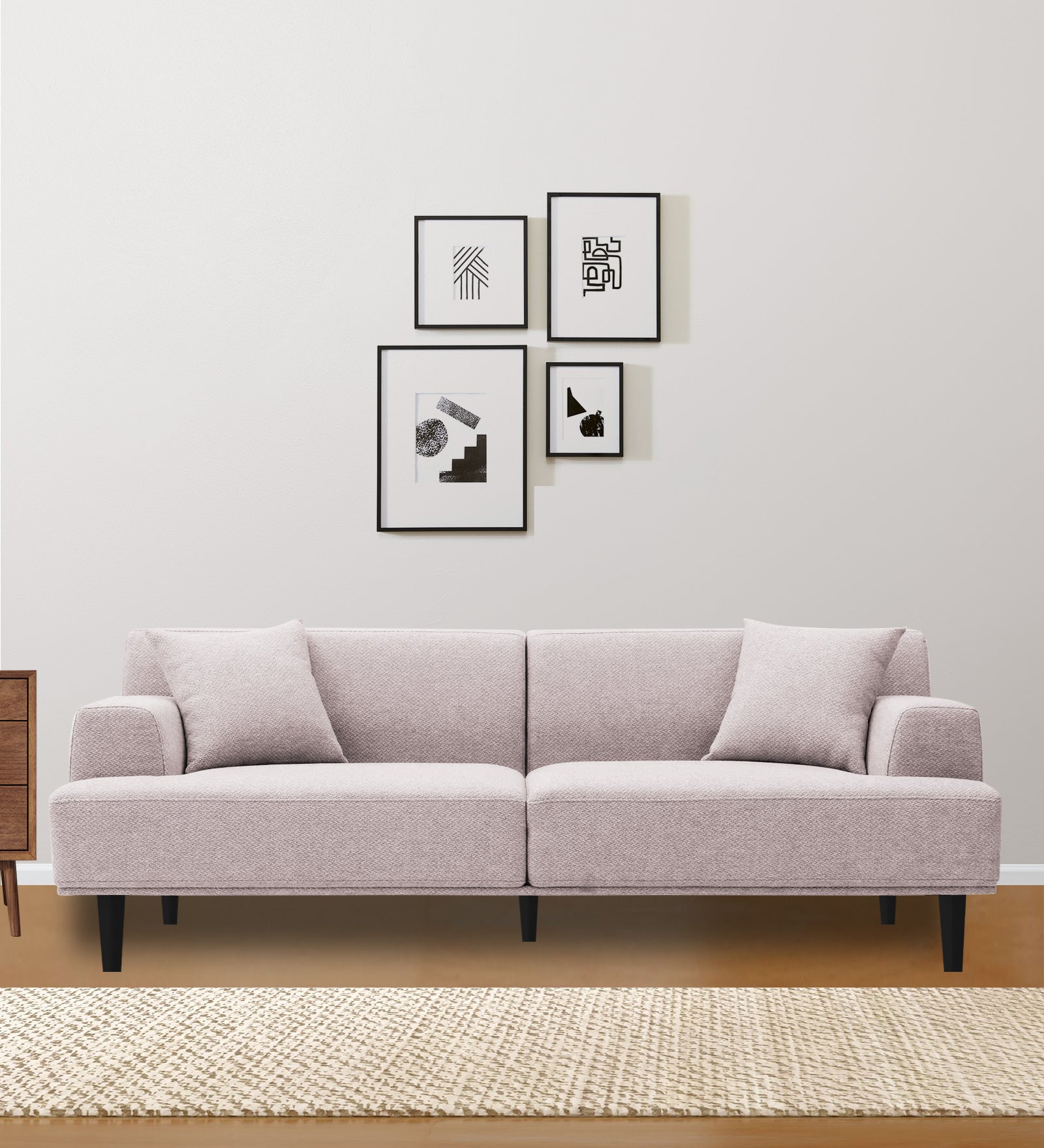 Cobby Fabric 3 Seater Sofa In Orchid Beige Colour - Febonic Living