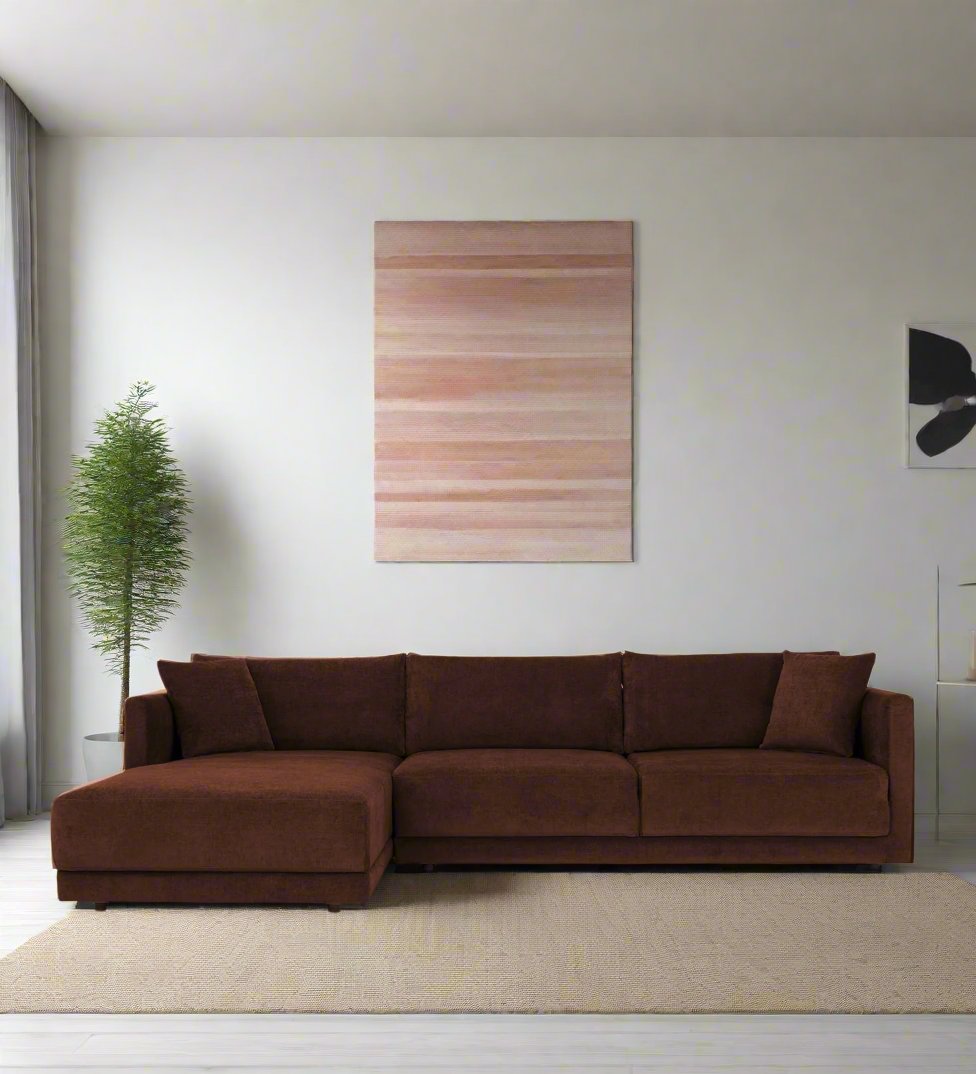 Northern Fabric RHS Sectional Sofa (3+Lounger) In Coffee brown Colour - Febonic Living