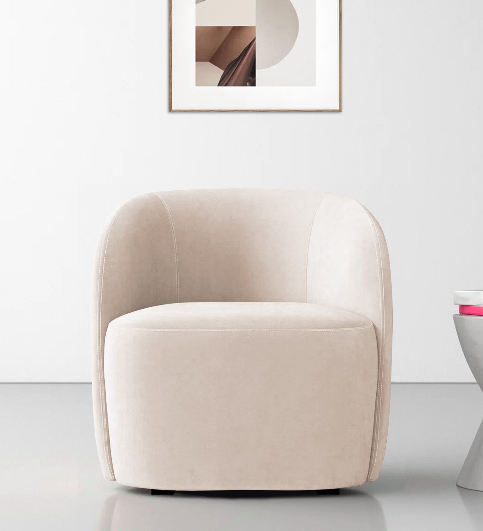 Lucky Velvet Wing Chair In Camel Beige Colour - Febonic Living