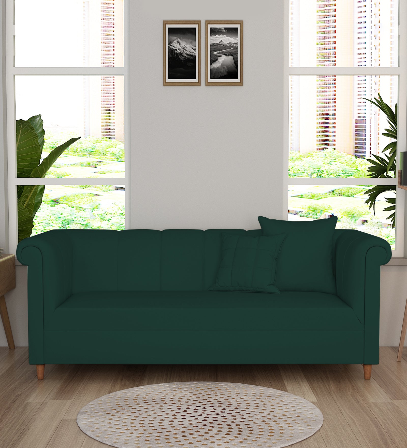 Rubi Velvet 3 Seater Sofa in Forest Green Colour