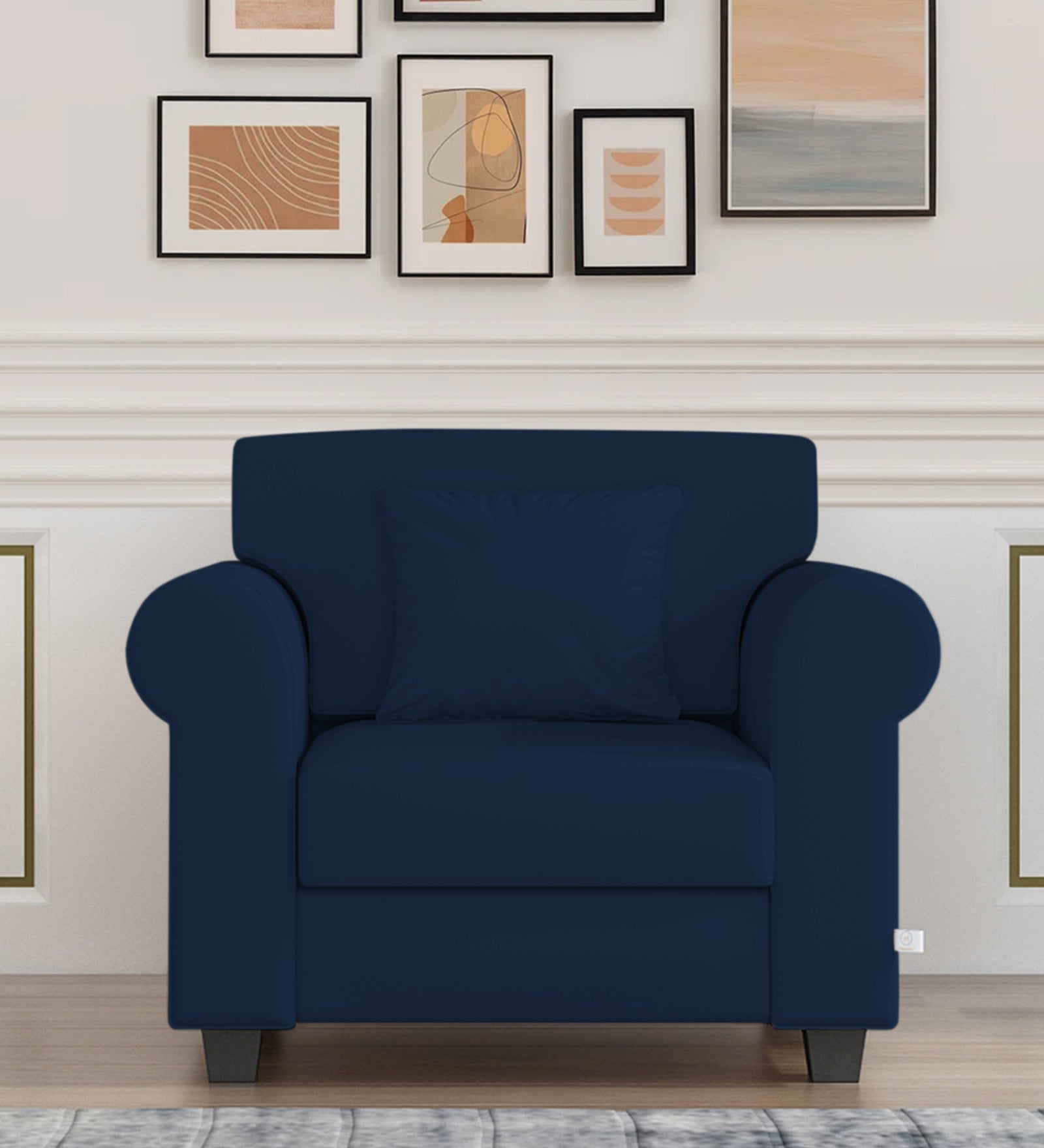 Numonk Velvet 1 Seater Sofa In Imperial Blue Colour - Febonic Living