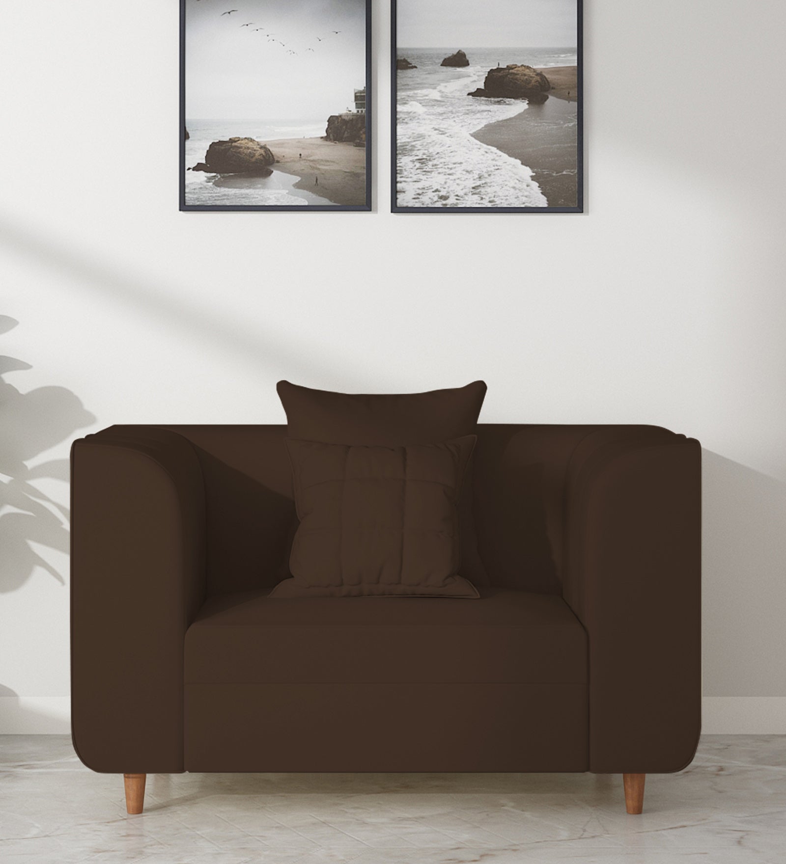Sumo Velvet 1 Seater Sofa In Chocolate Brown Colour - Febonic Living