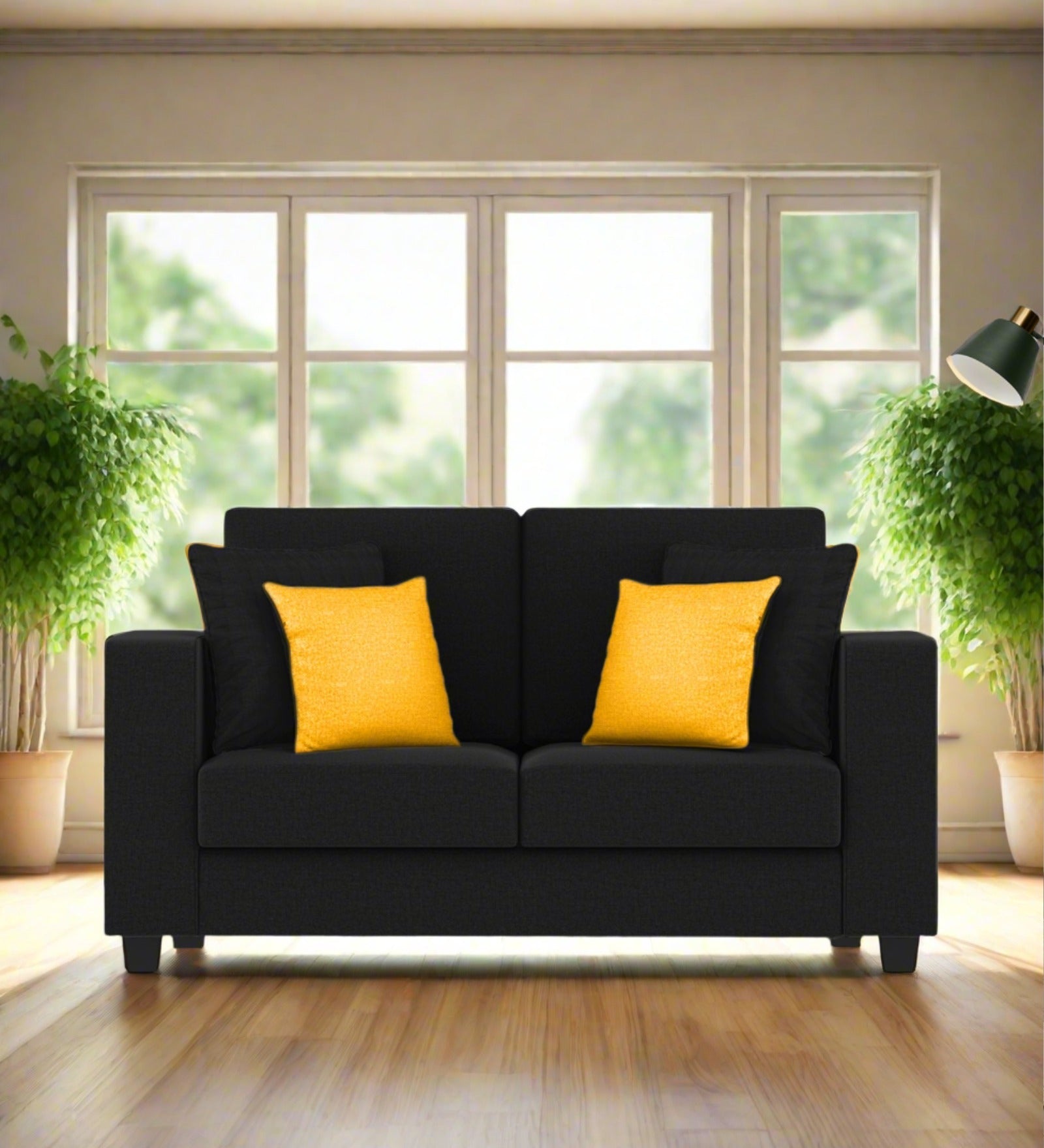 Nabi Fabric Seater Sofa In Zed Black Colour - Main Image