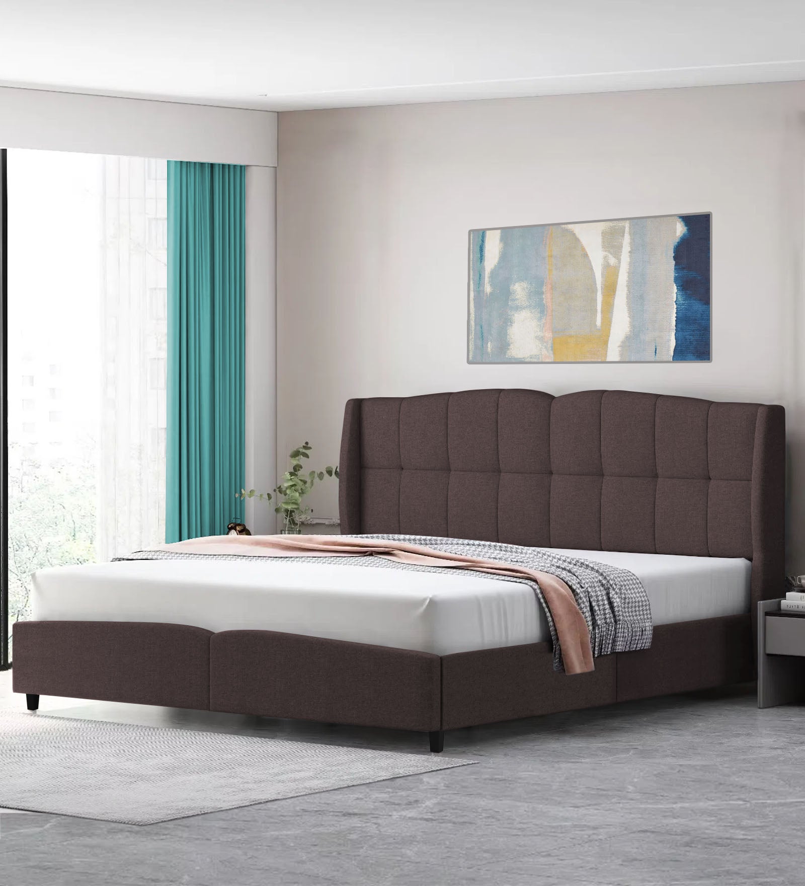 Jovi Velvet King Size Bed In Mocha Brown In Colour - Febonic Living