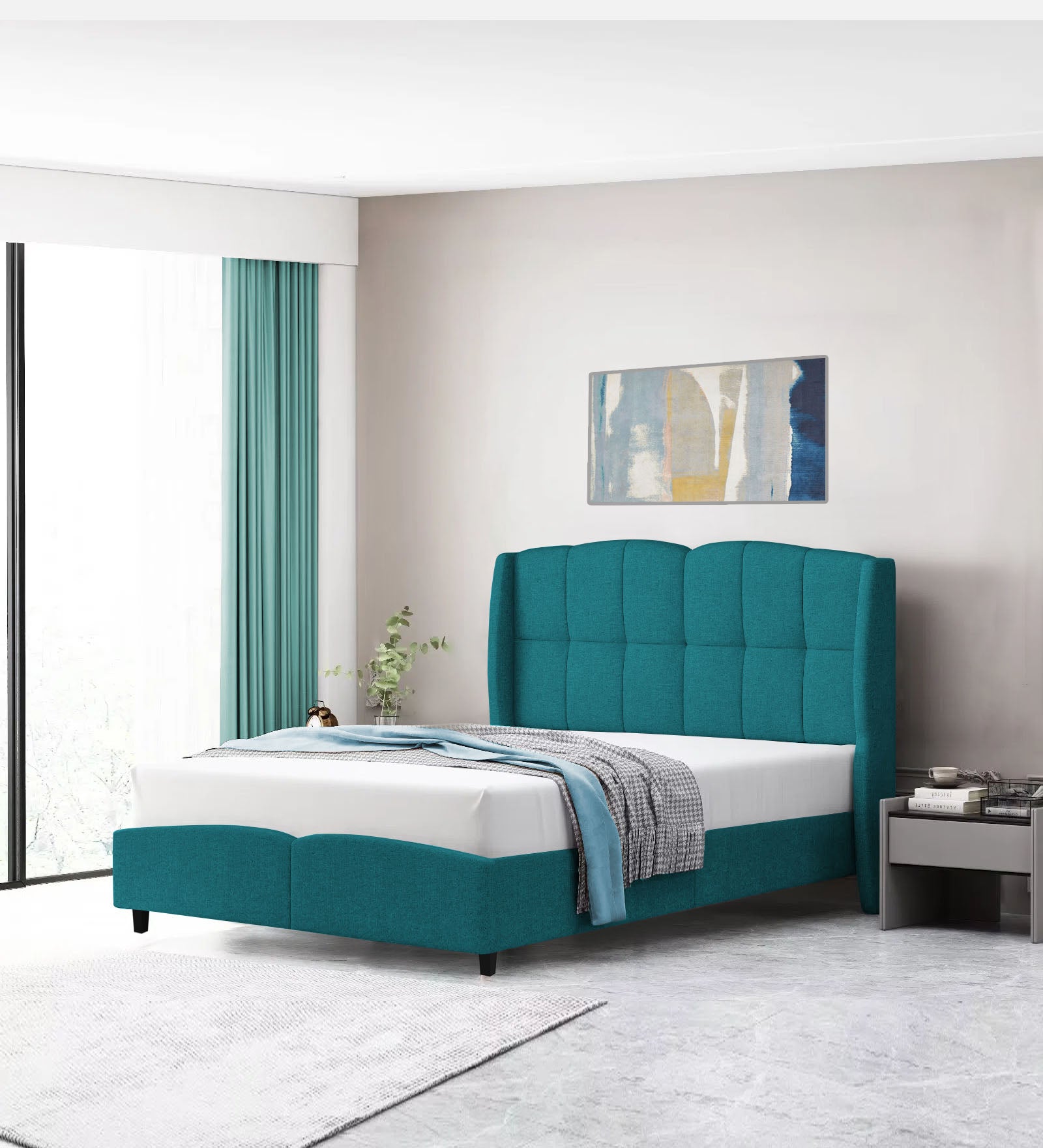 Jovi Velvet Single Size Bed In Pine Green In Colour - Febonic Living