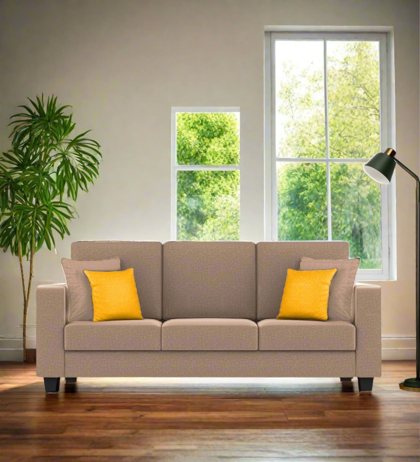 Nabi Fabric 3 Seater Sofa In Cookie Beige Colour - Febonic Living