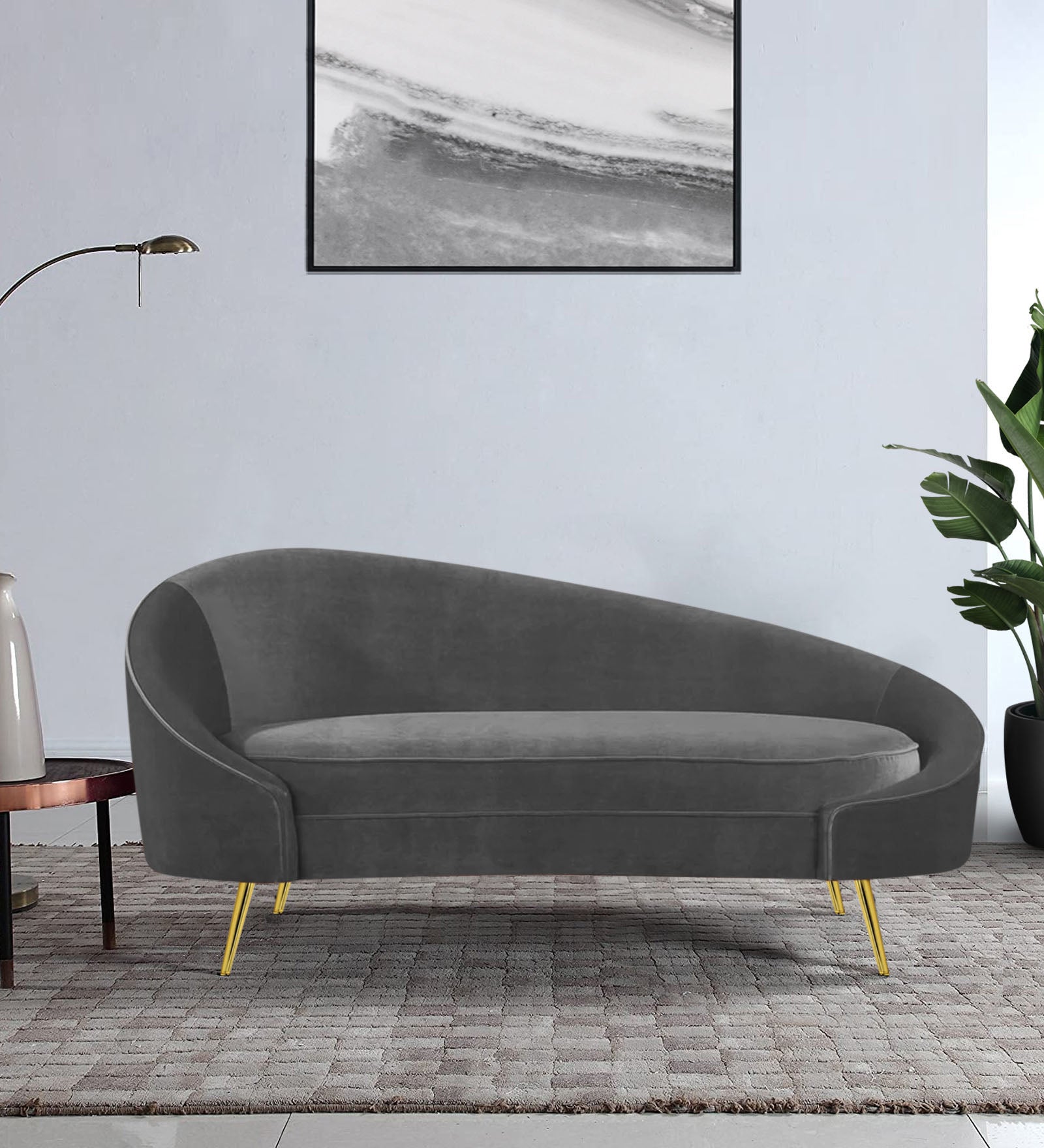 Cely Velvet RHS Chaise Lounger In Davy Grey Colour - Febonic Living