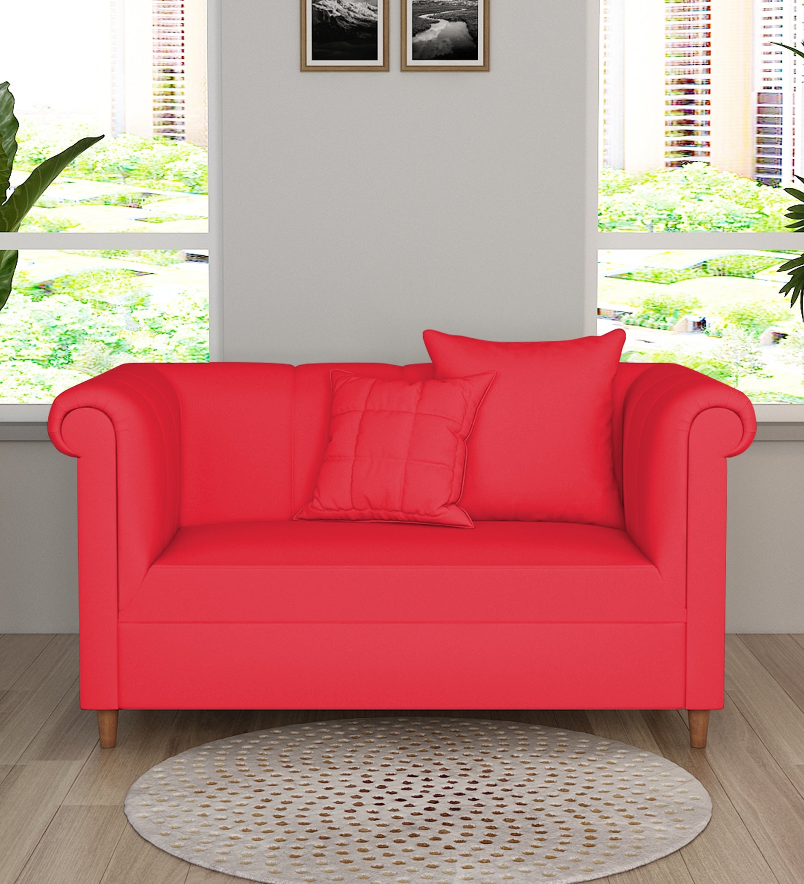 Rubi Velvet 2 Seater Sofa in Ox Blood Maroon Colour