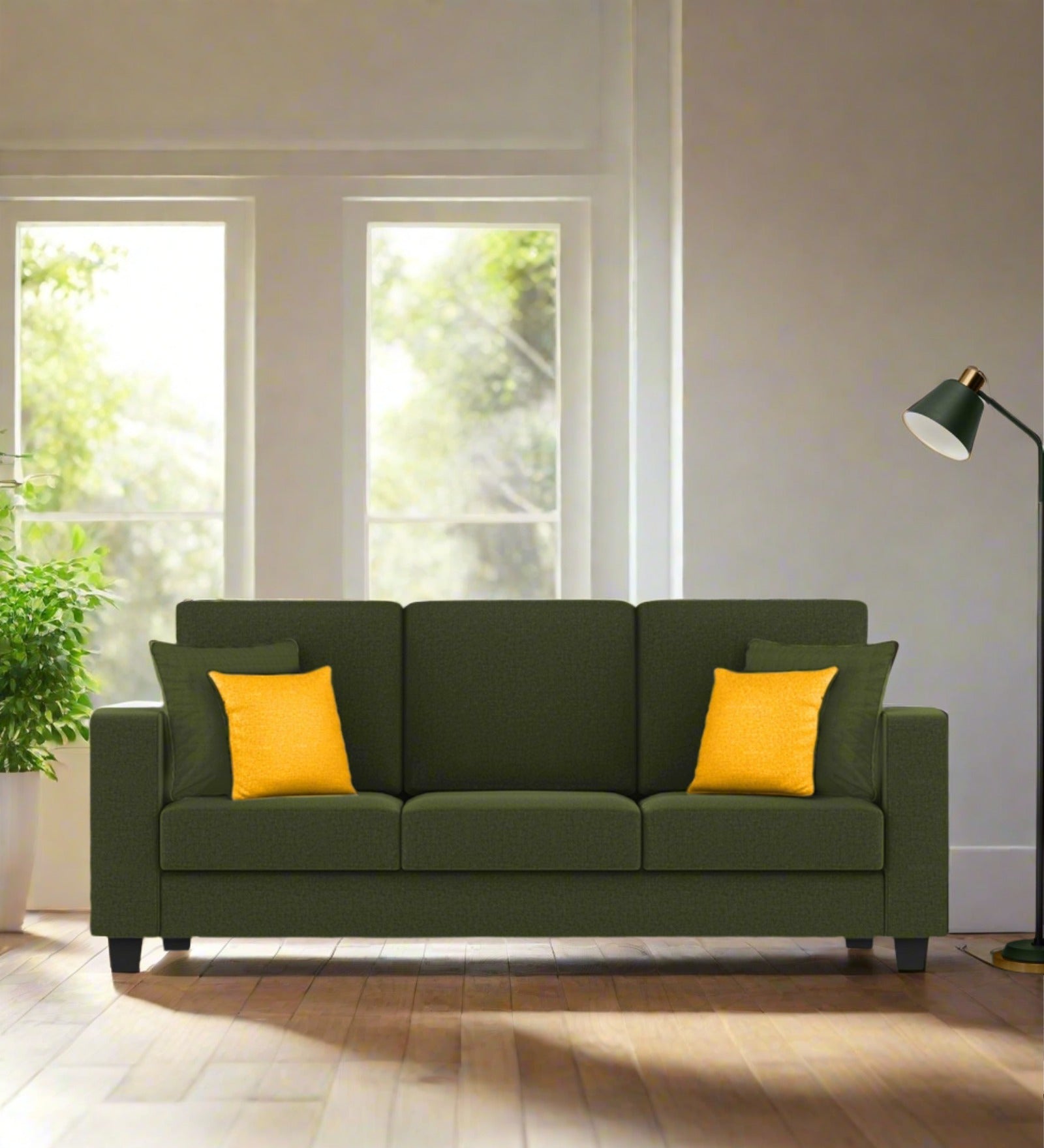 Nabi Fabric 3 Seater Sofa In Olive Green Colour - Febonic Living