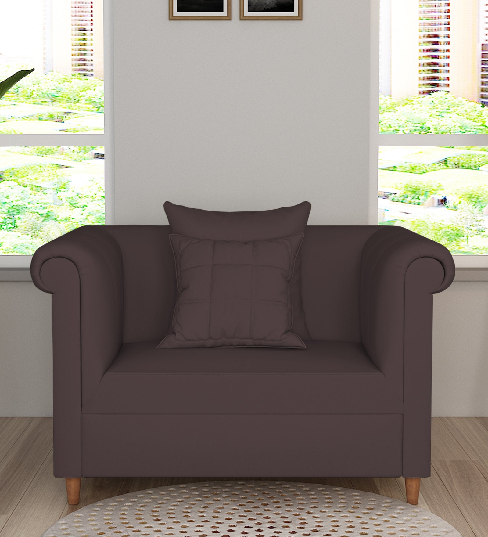 Rubi Velvet 1 Seater Sofa In Mocha Brown Colour - Febonic Living
