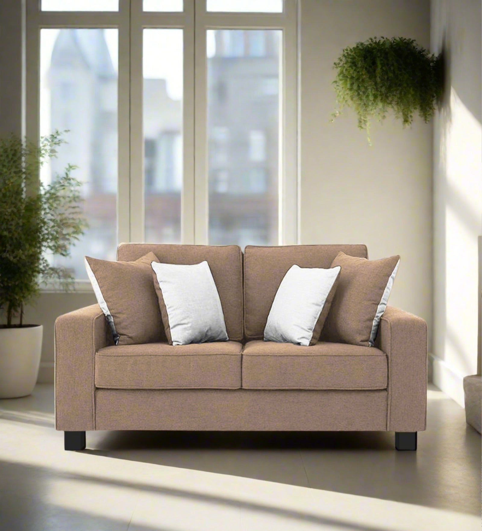 Ladybug Fabric 2 Seater Sofa In Cookie Beige Colour - Febonic Living