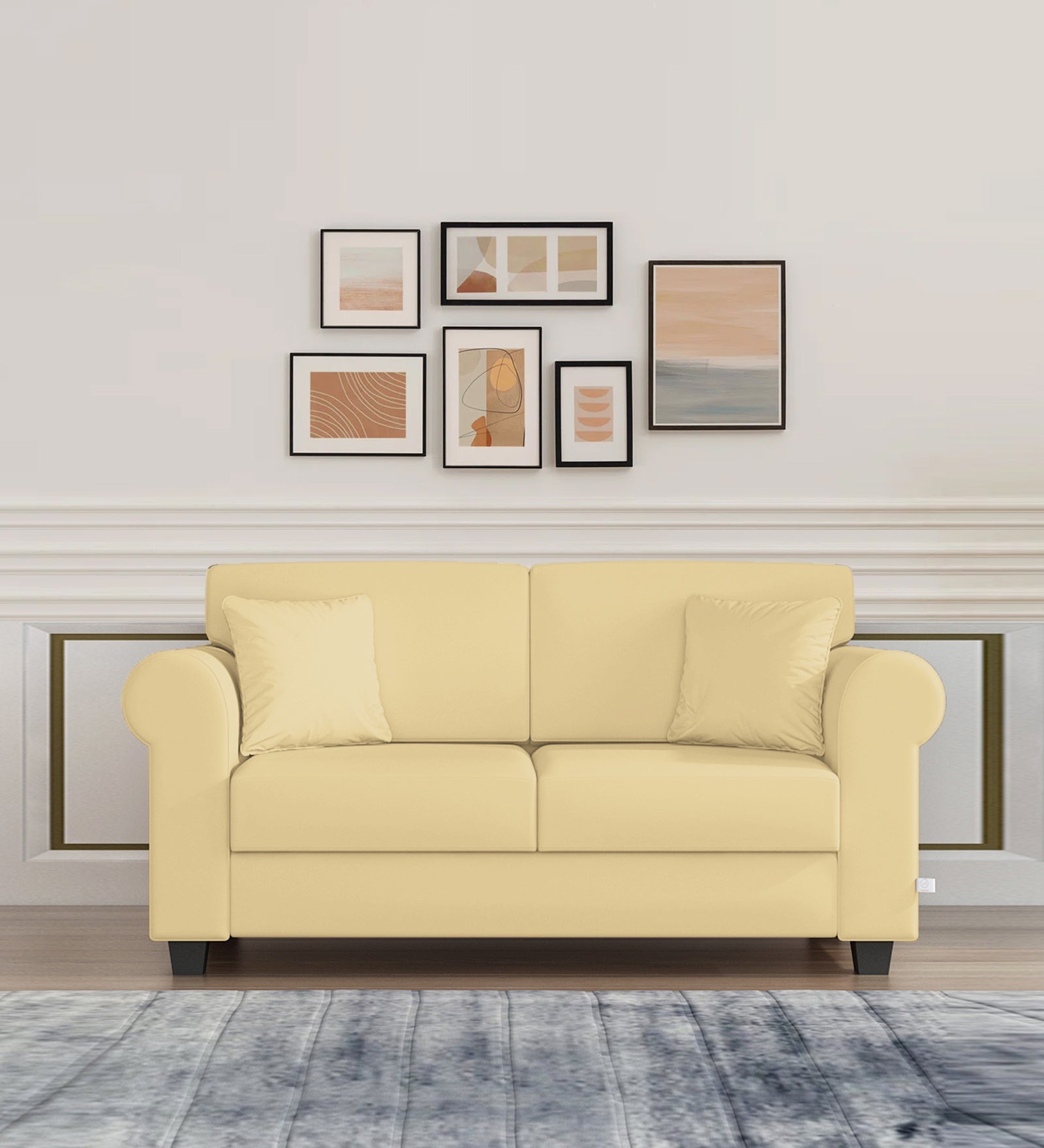 Numonk Velvet 2 Seater Sofa In Sandy Beige Colour - Febonic Living
