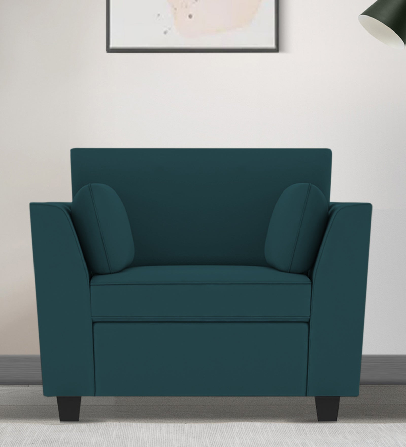 Bristo Velvet 1 Seater Sofa In Arabian Green Colour With Storage - Febonic Living
