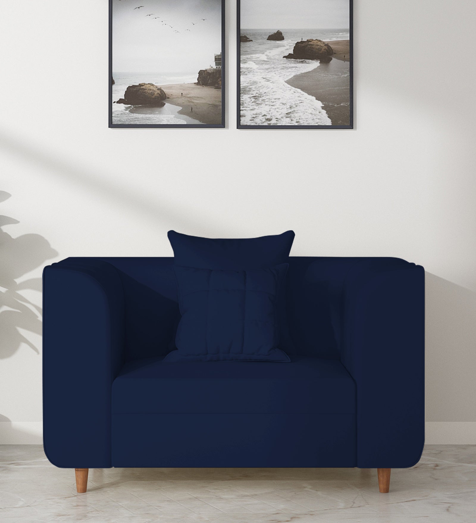 Sumo 1 Seater Velvet Sofa - Indigo Blue by Febonic Living