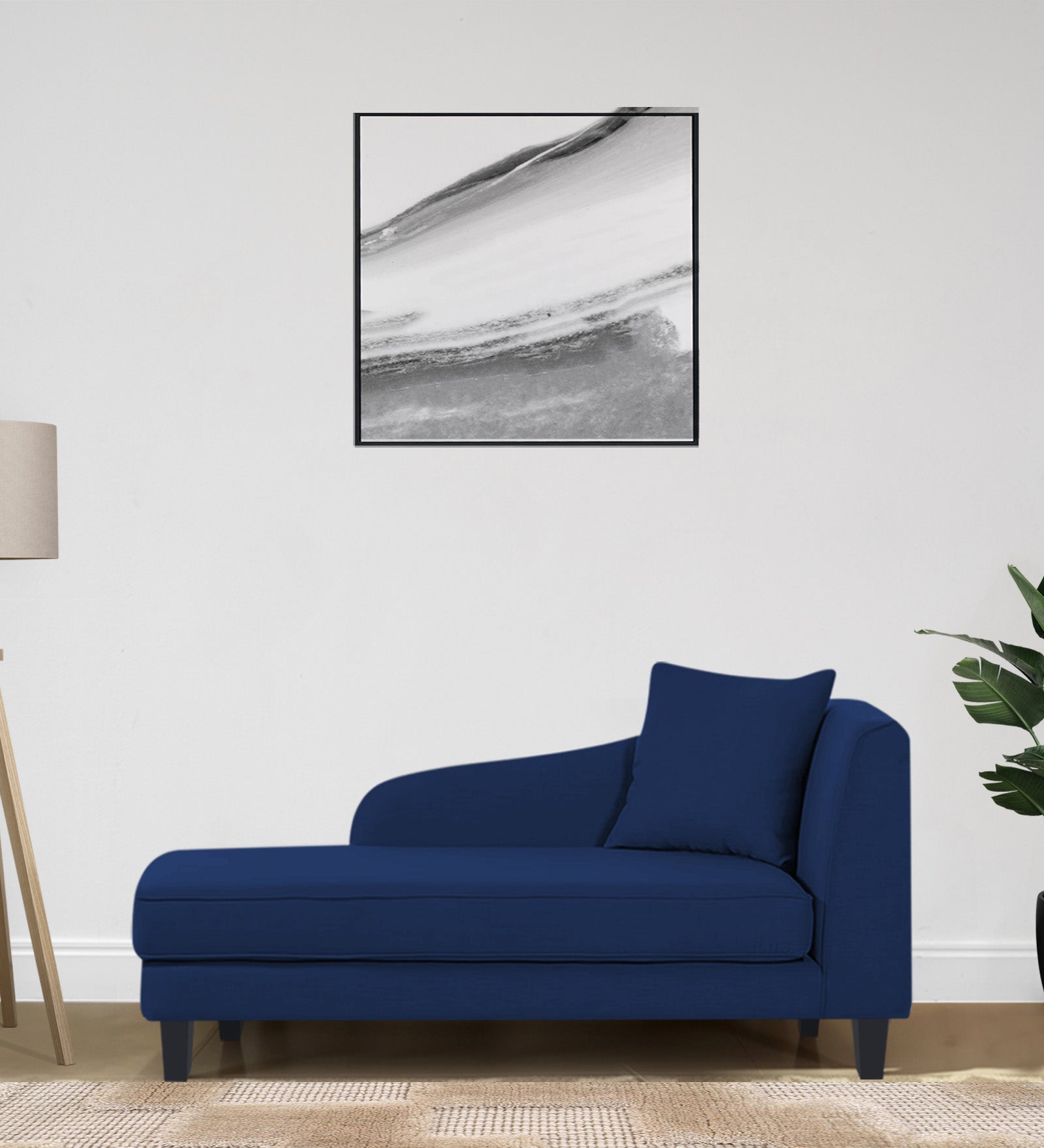 Louis Fabric LHS Chaise Lounger In Royal Blue Colour - Febonic Living