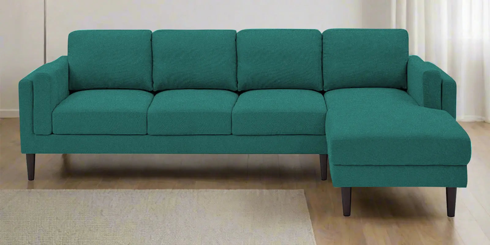 Creata Fabric LHS Sectional Sofa (3+Lounger) In Sea Green Colour Febonic Living