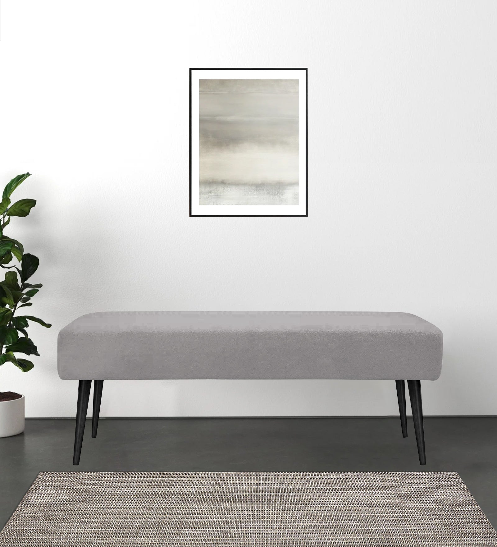 Orbit Fabric Bench In Lit Grey Colour - Febonic Living