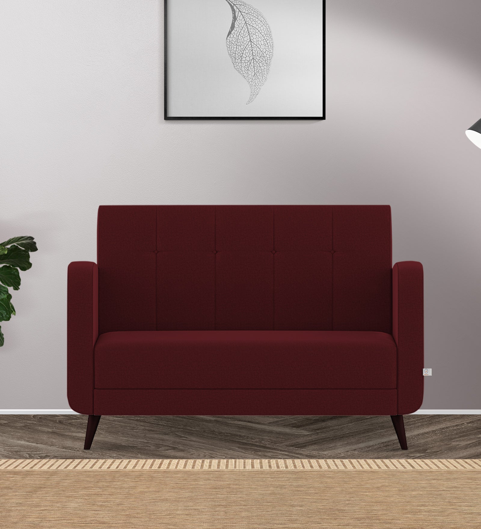 Wiki Velvet 2 Seater Sofa In Blood Maroon Colour - Febonic Living
