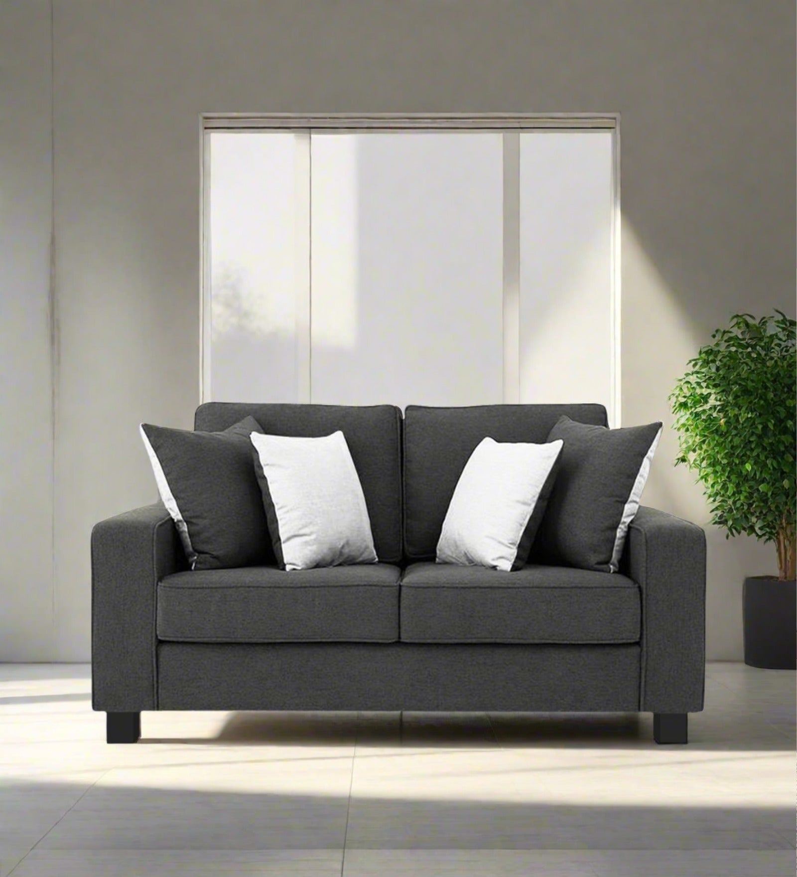 Ladybug Fabric 2 Seater Sofa In Charcoal Grey Colour - Febonic Living