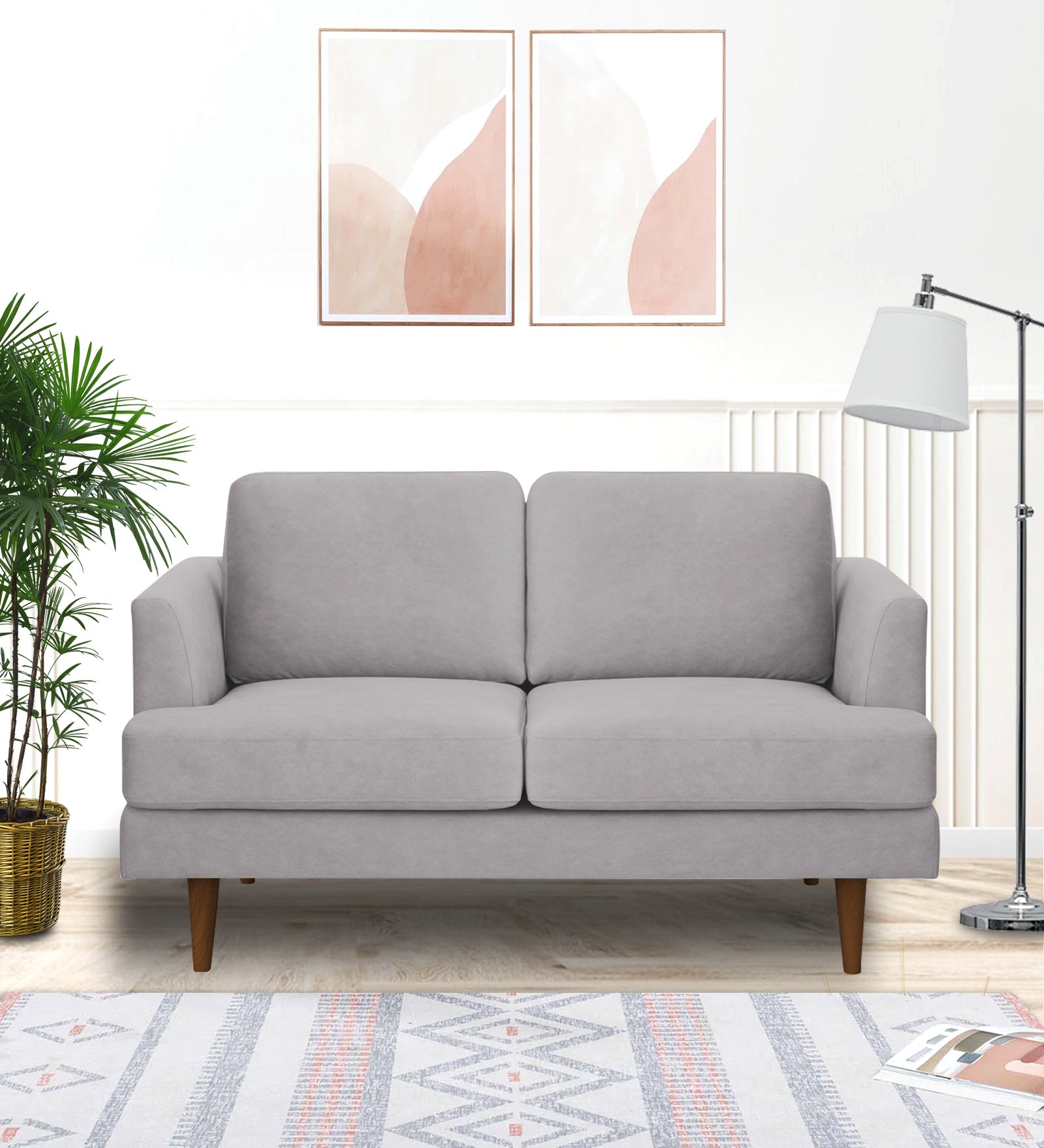 Motra Velvet 2 Seater Sofa In Concrete grey Colour - Febonic Living