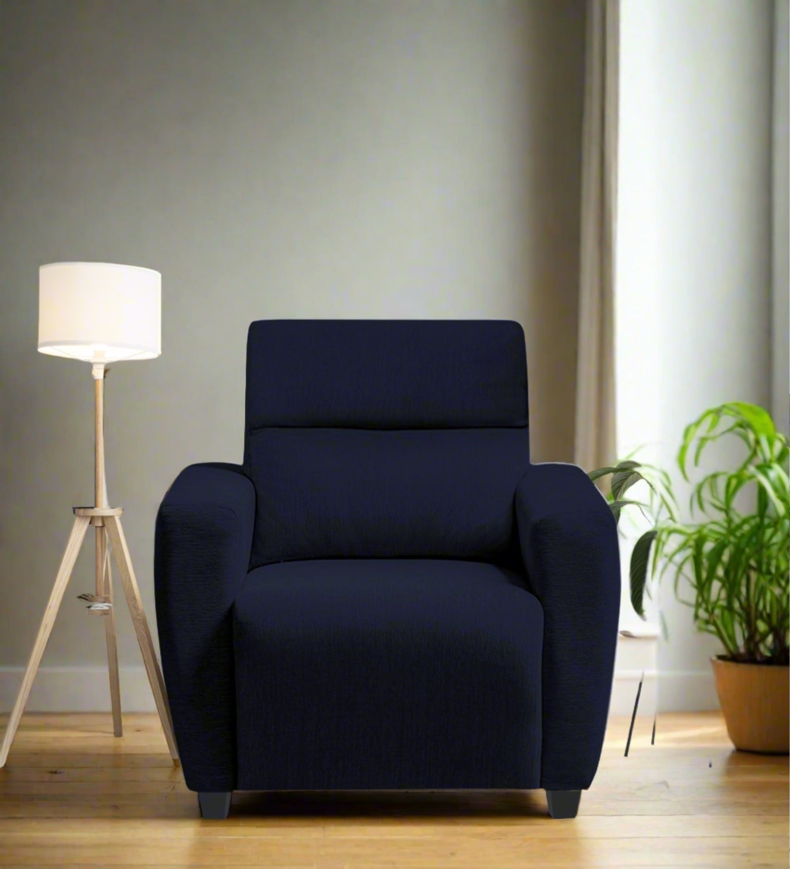 Bakadi Fabric 1 Seater Sofa In Royal blue Colour - Febonic Living