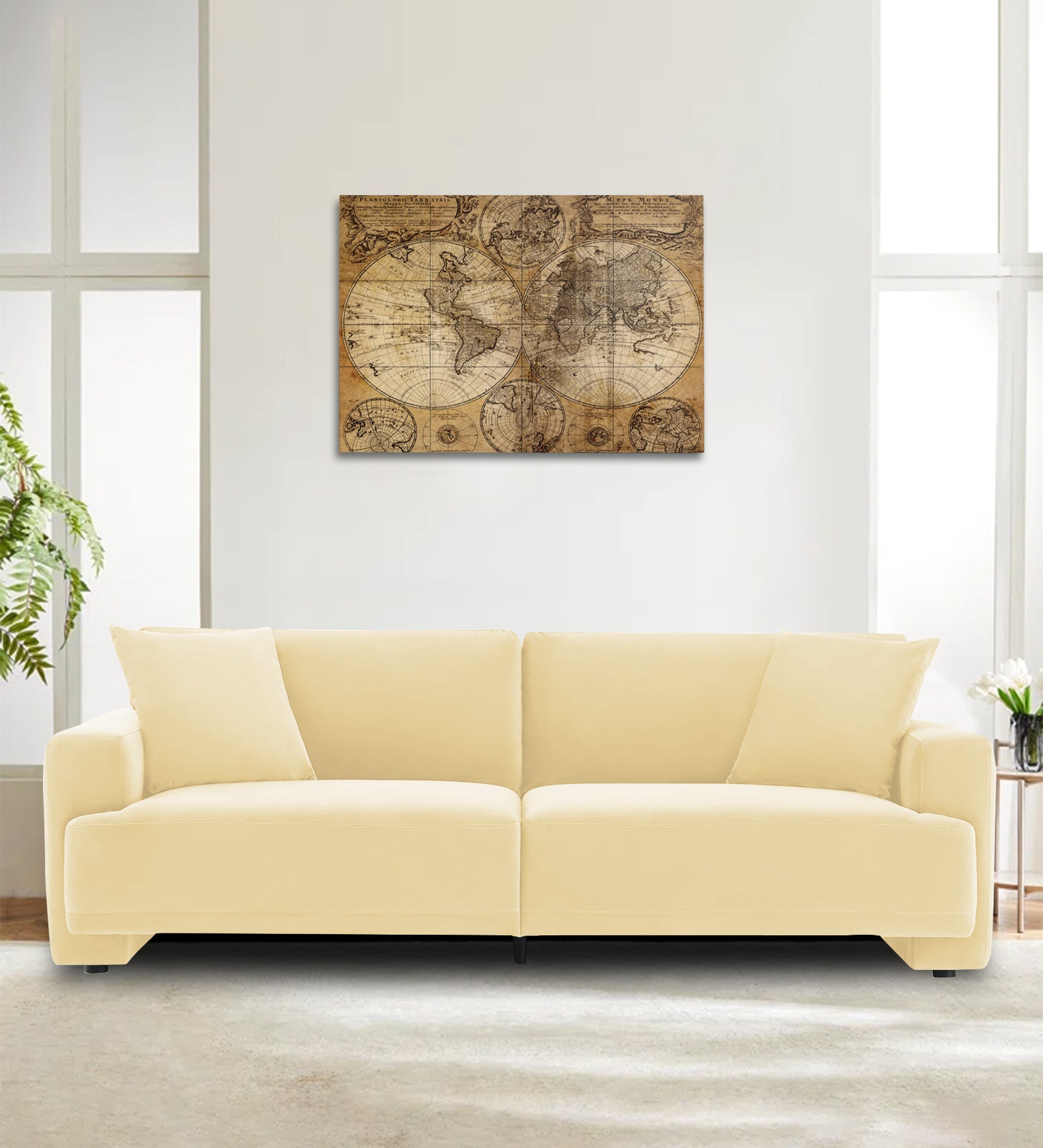 Kosta Velvet 3 Seater Sofa In Sandy Beige Colour - Febonic Living