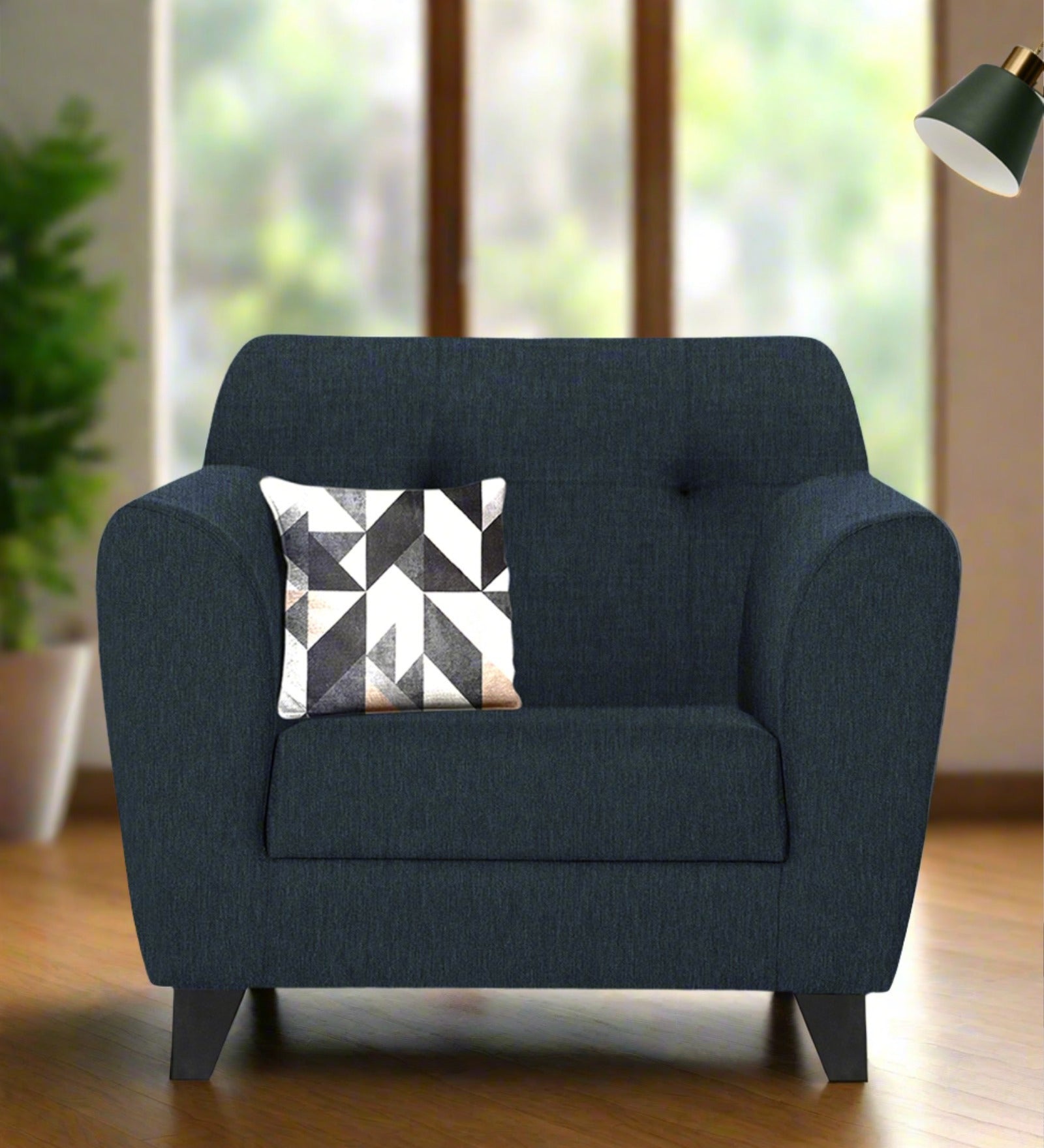 Melaan Fabric 1 Seater Sofa In Denim Blue Colour - Febonic Living