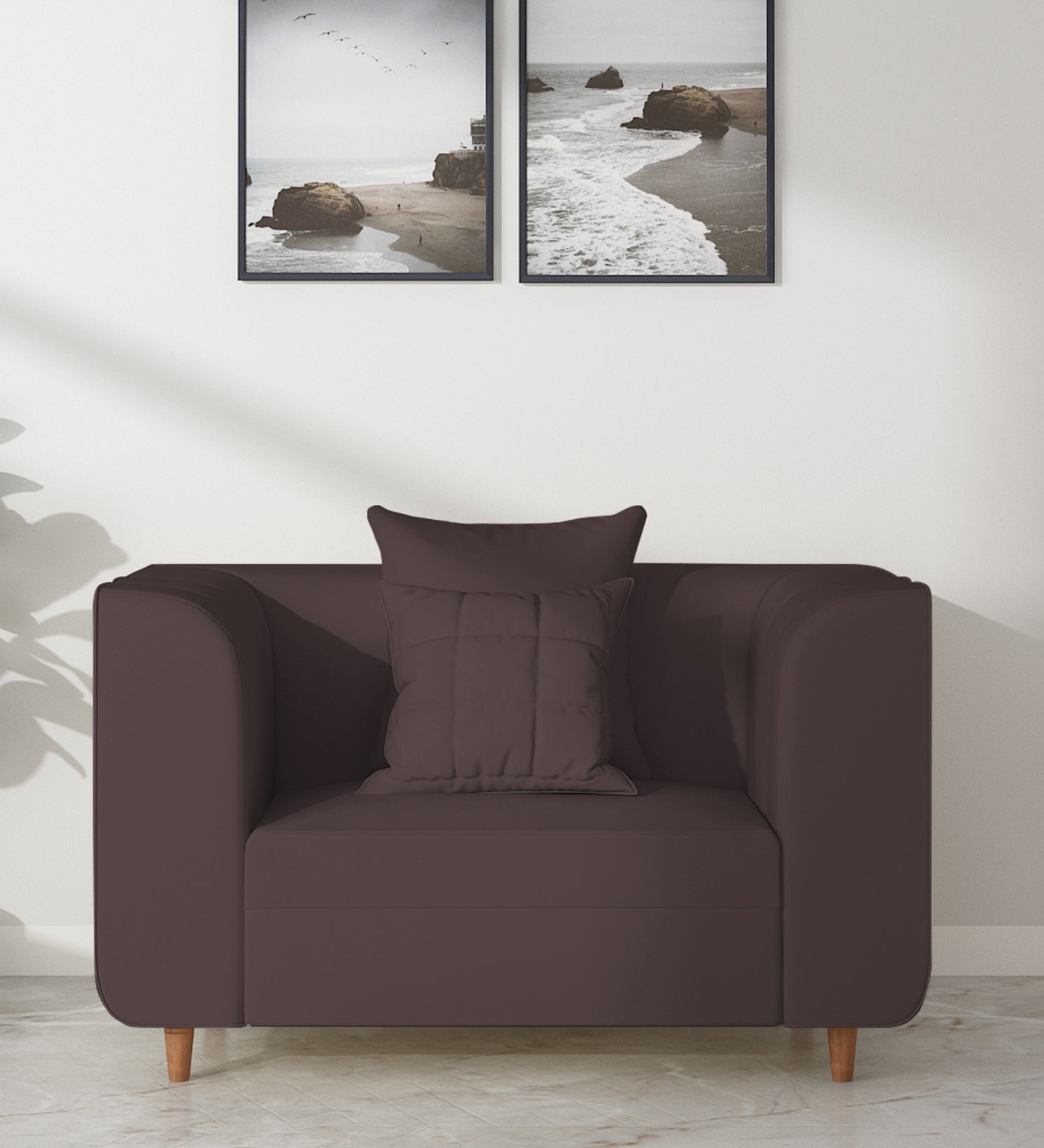 Sumo 1 Seater Velvet Sofa - Mocha Brown by Febonic Living