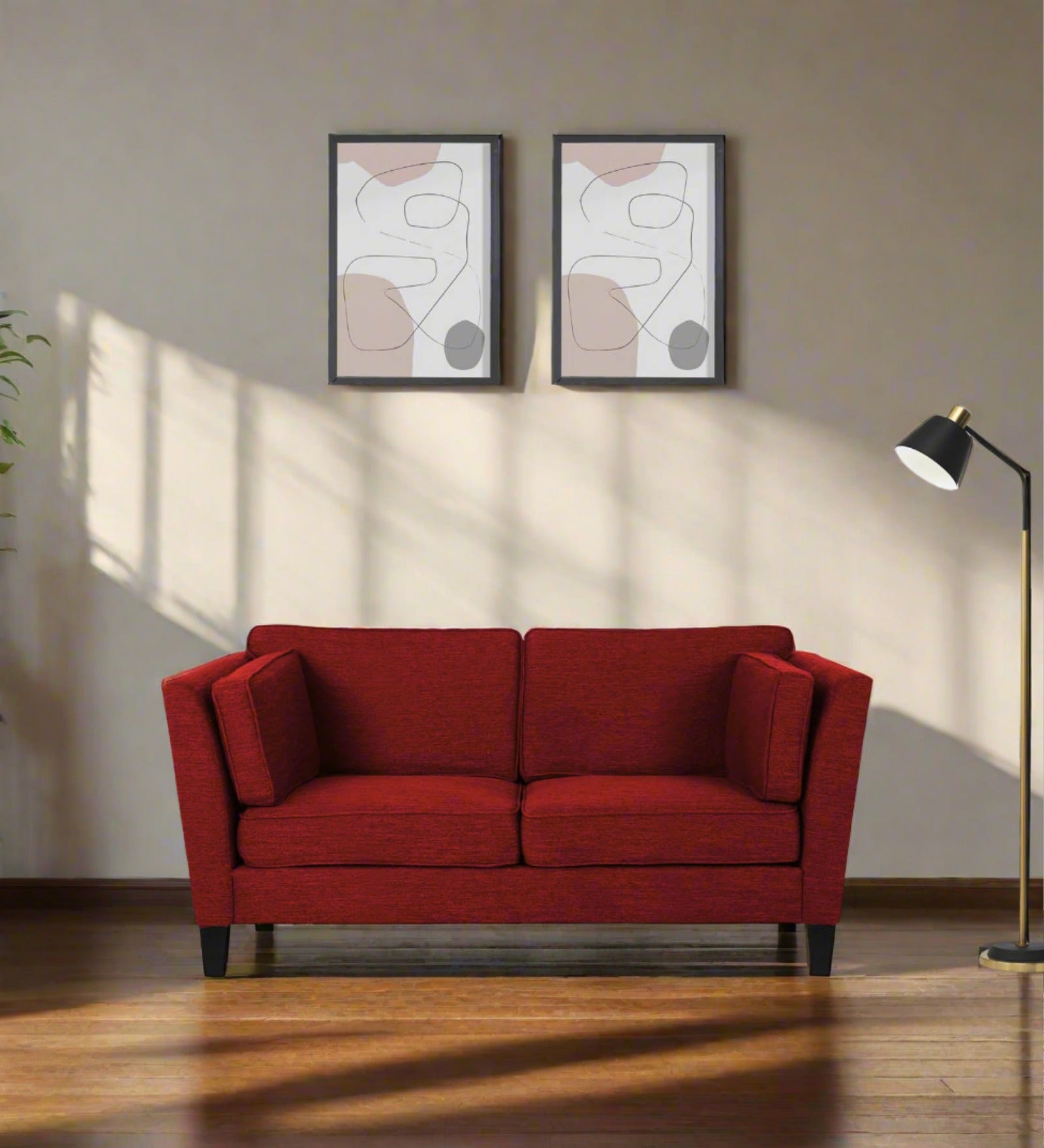 Nigar Fabric 2 Seater Sofa in Blood Maroon Colour