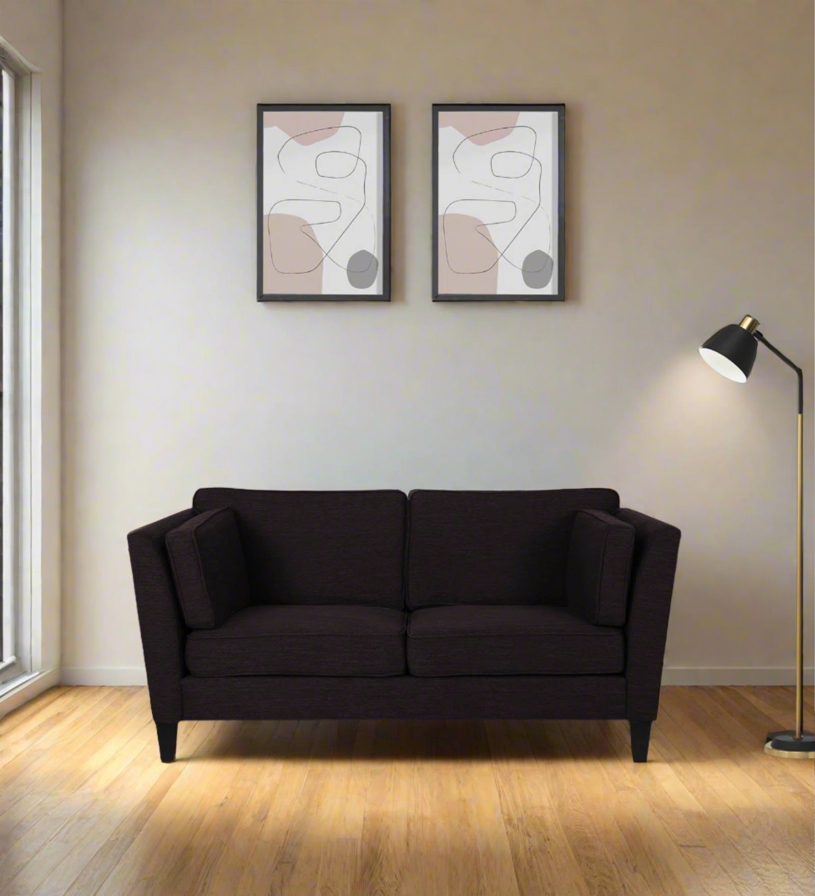 Nigar Fabric 2 Seater Sofa In Cara Brown Colour - Febonic Living