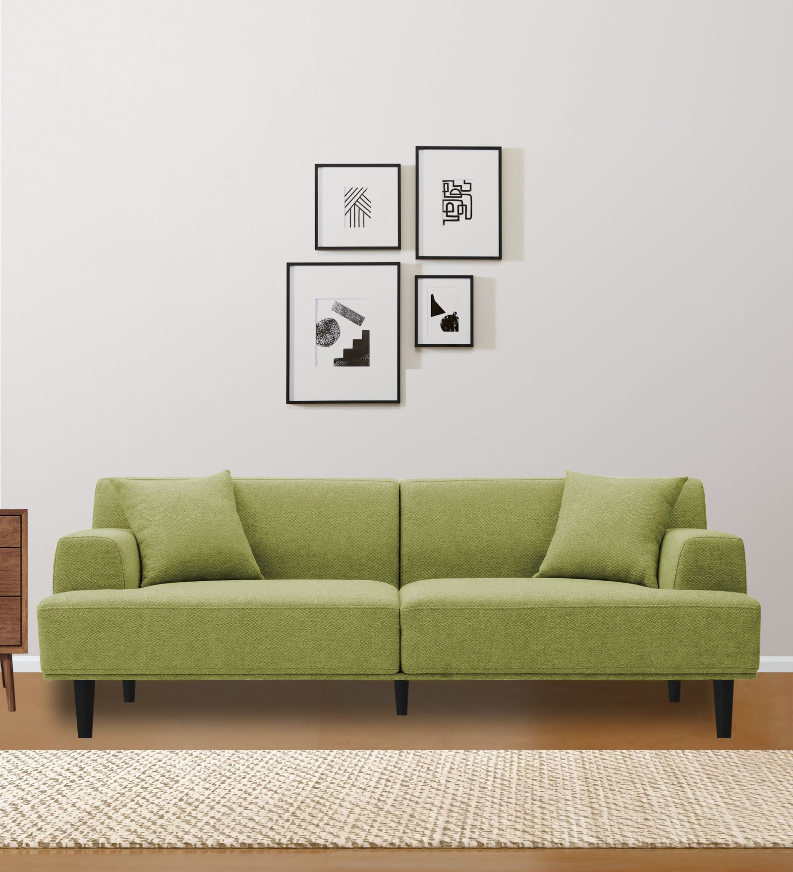 Cobby Fabric 3 Seater Sofa In Lime Green Colour - Febonic Living