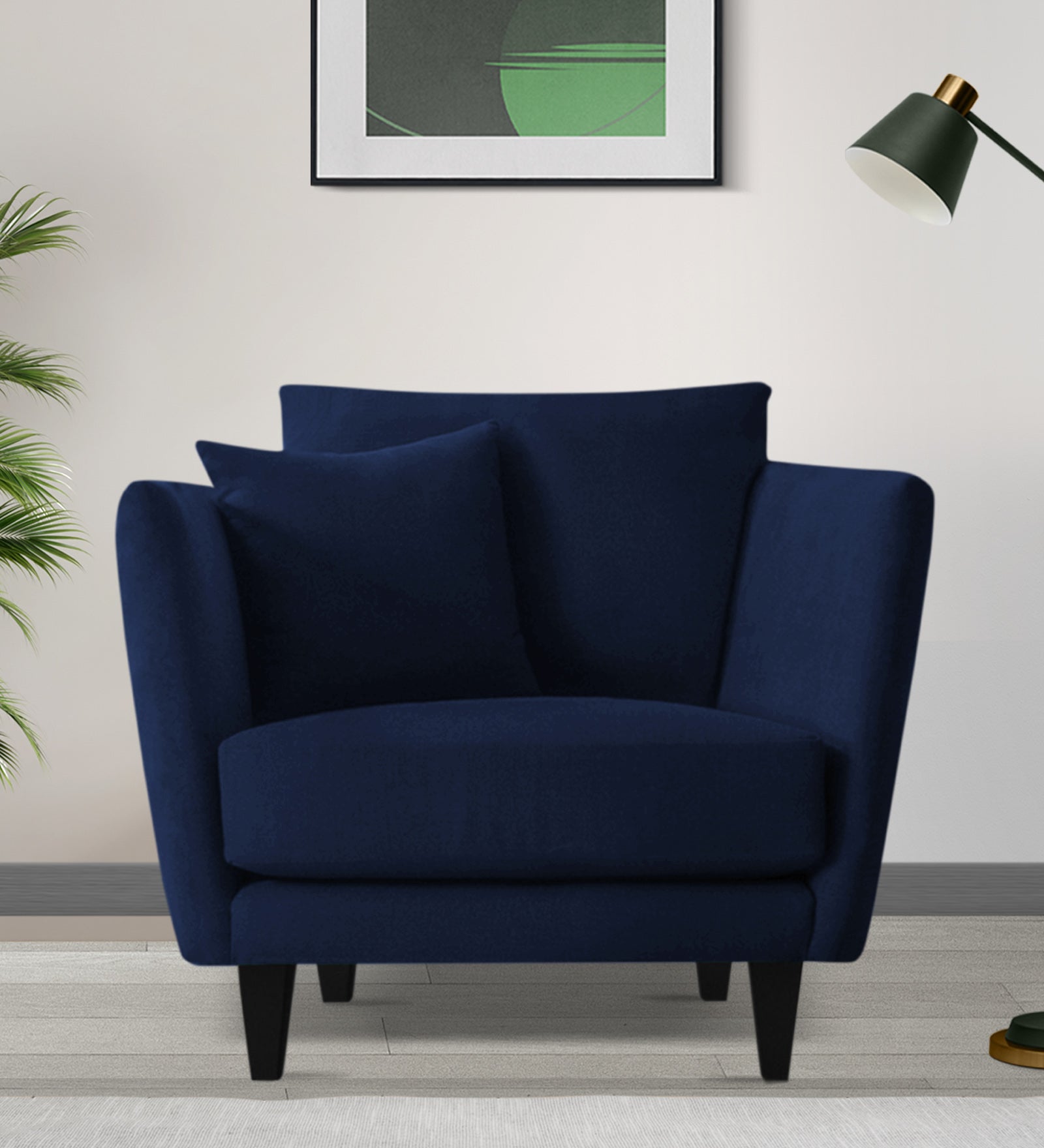 Norway Velvet 1 Seater Sofa In Indigo Blue Colour - Febonic Living