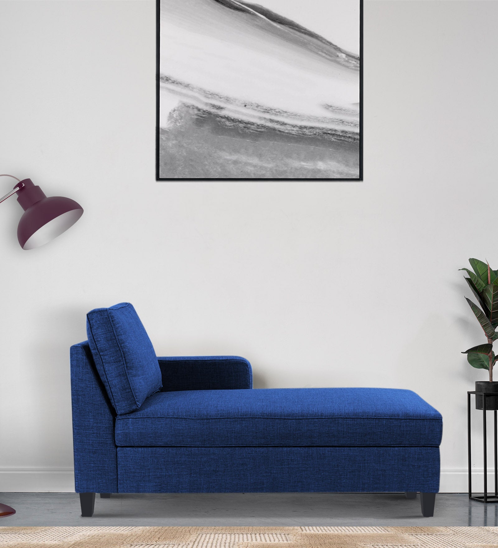 Harry Fabric RHS Chaise Lounger In Royal Blue Colour - Febonic Living