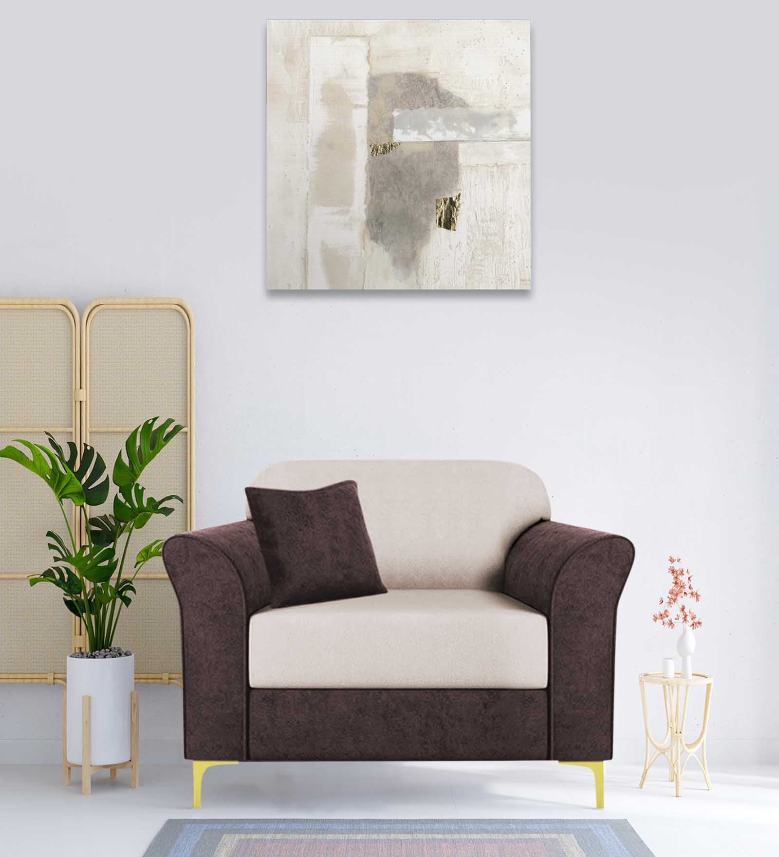 Jordan Velvet 1 Seater Sofa In Mocha Brown And Camel Beige Colour - Febonic Living