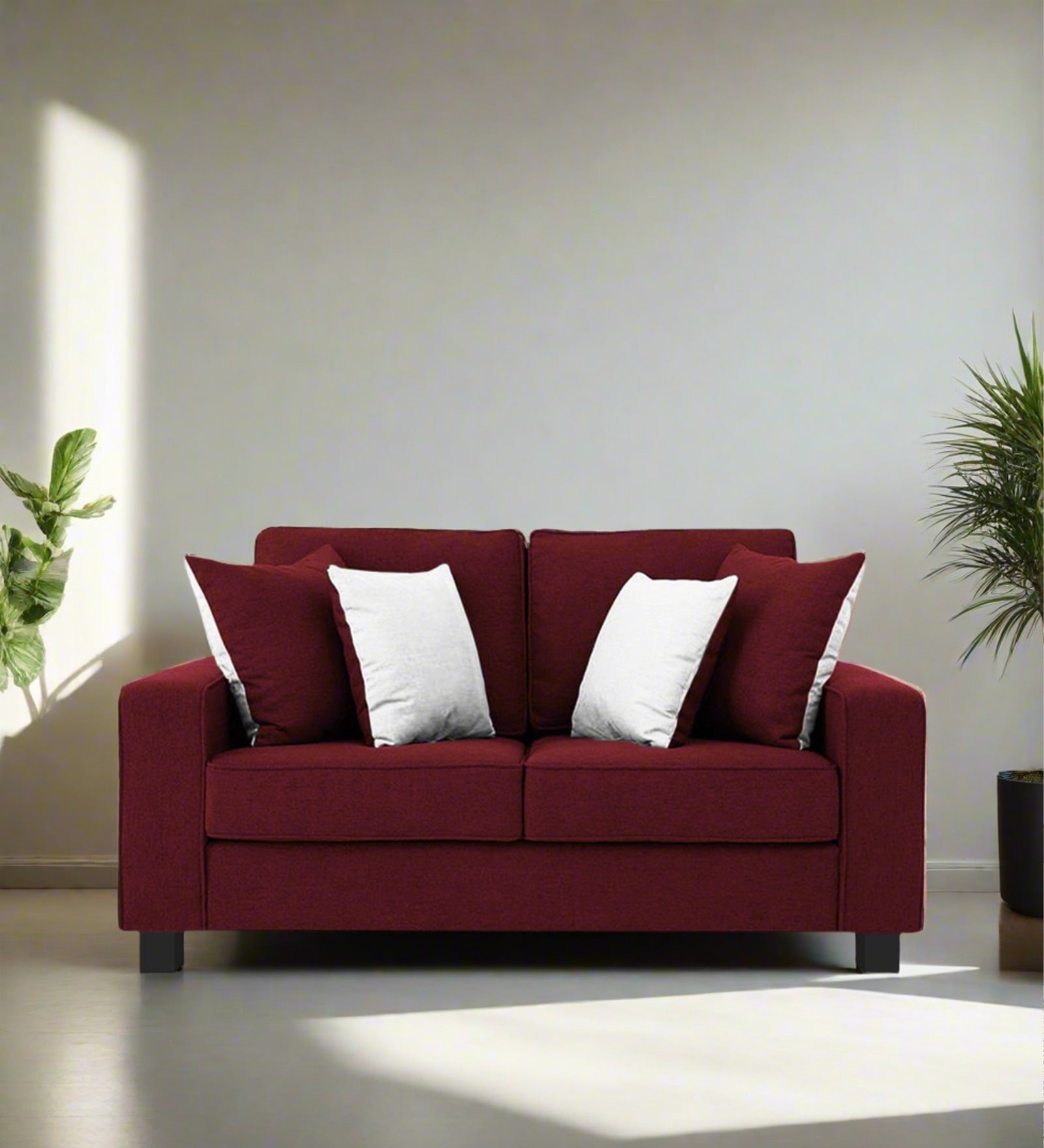 Ladybug Fabric 2 Seater Sofa In Blood Maroon Colour - Febonic Living