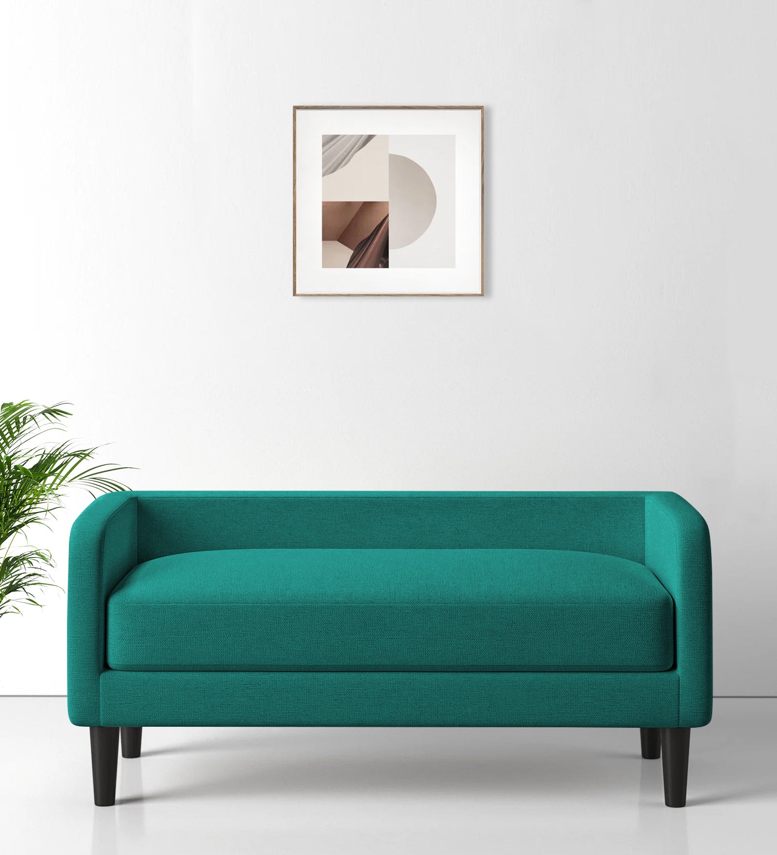 Maya Fabric Bench In Sea Green Colour - Febonic Living