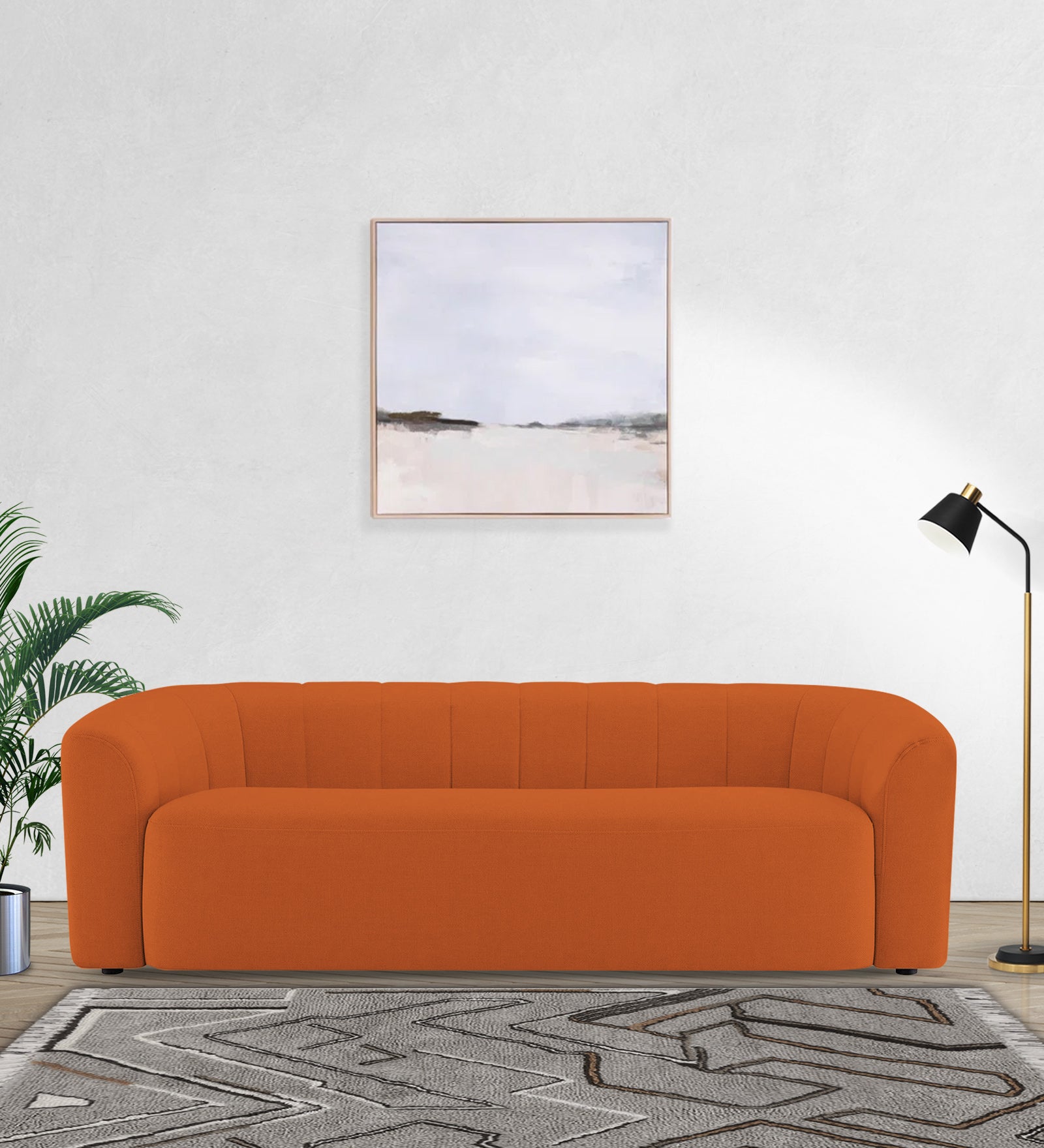 Mara Fabric 3 Seater Sofa In Vivid Orange Colour - Febonic Living
