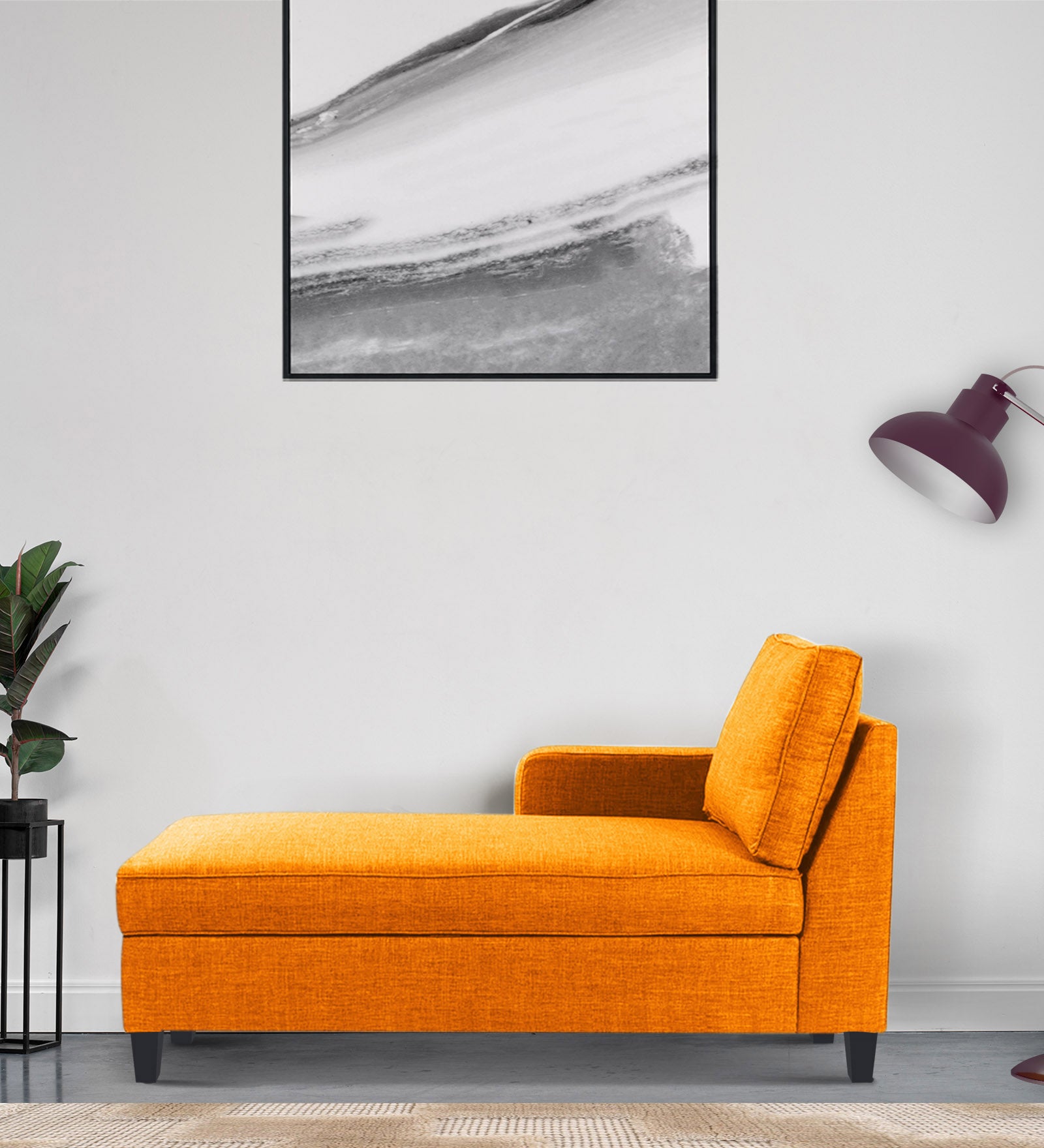 Harry Fabric LHS Chaise Lounger In Vivid Orange Colour - Febonic Living