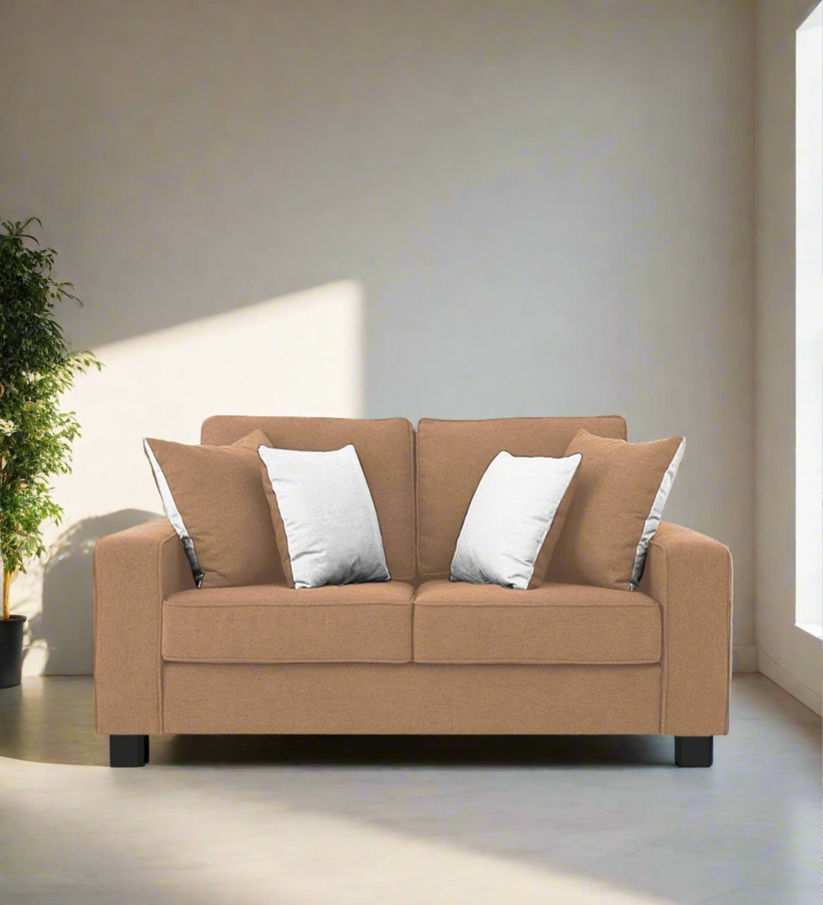 Ladybug Fabric 2 Seater Sofa In Cosmic Beige Colour - Febonic Living