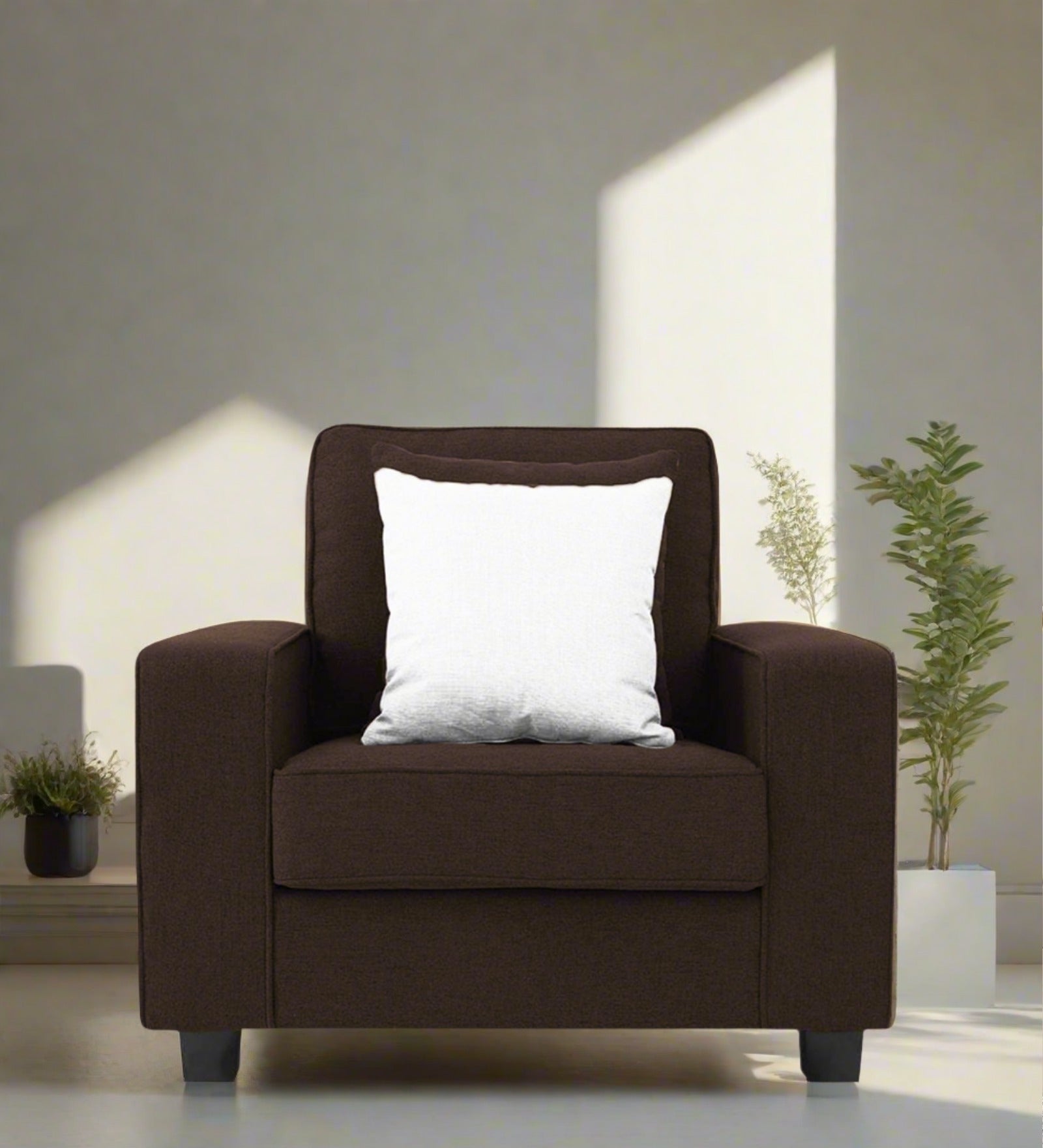 Ladybug Fabric 1 Seater Sofa In Coffee Brown Colour - Febonic Living