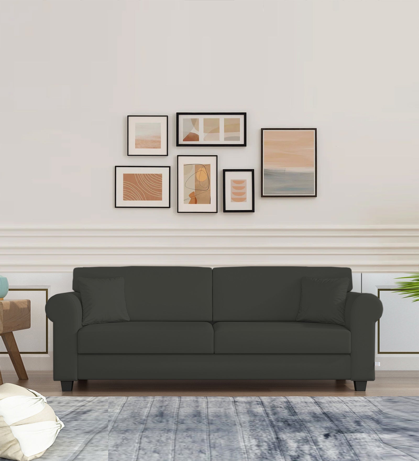 Numonk Velvet 3 Seater Sofa In Hory Grey Colour - Febonic Living